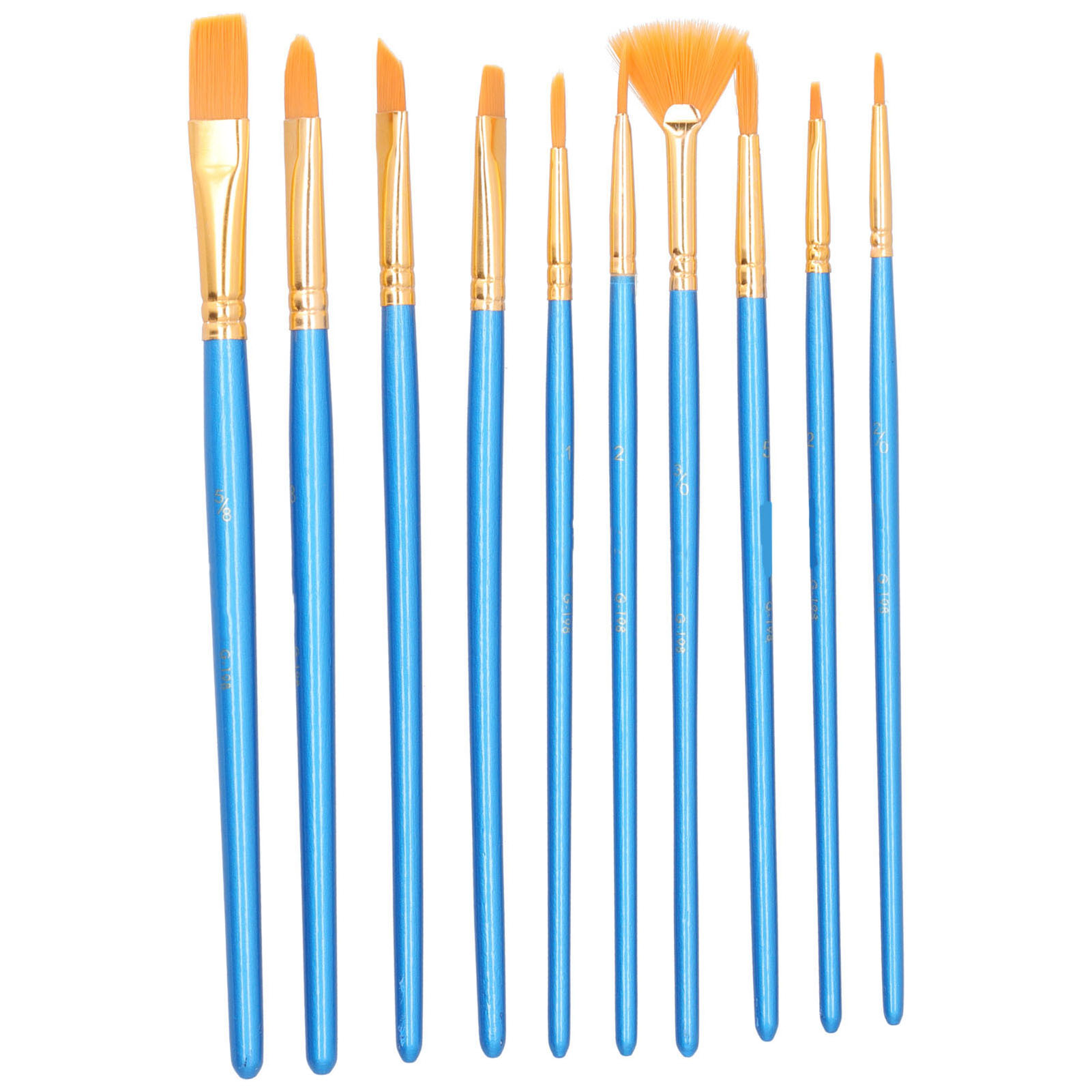 Set Mit 10 Langen Nylonborstenpinseln Für Öl-, Acryl- Und Aquarellmalerei