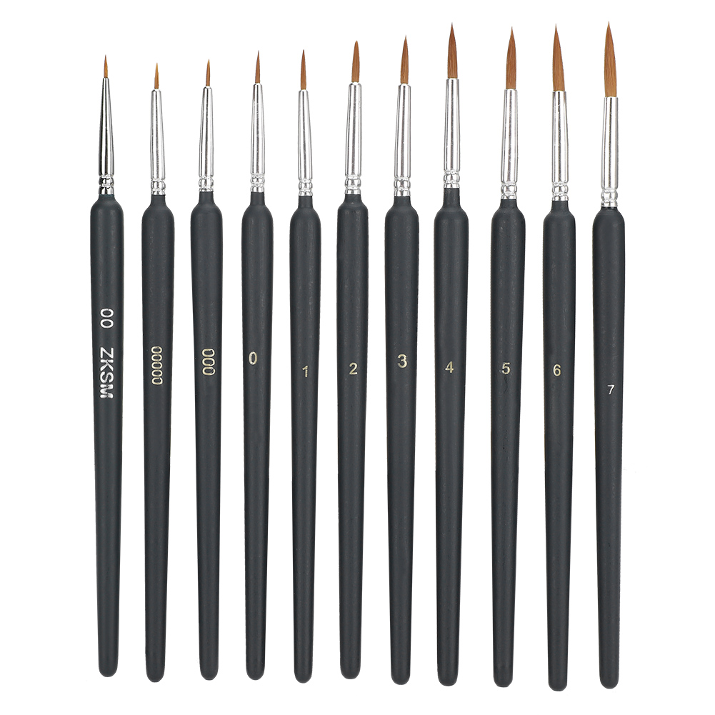 11-teiliges Pinselset Aus Wieselhaar Für Aquarell-, Gouache- Und Ölmalerei – Zeichenwerkzeuge Und Künstlerbedarf