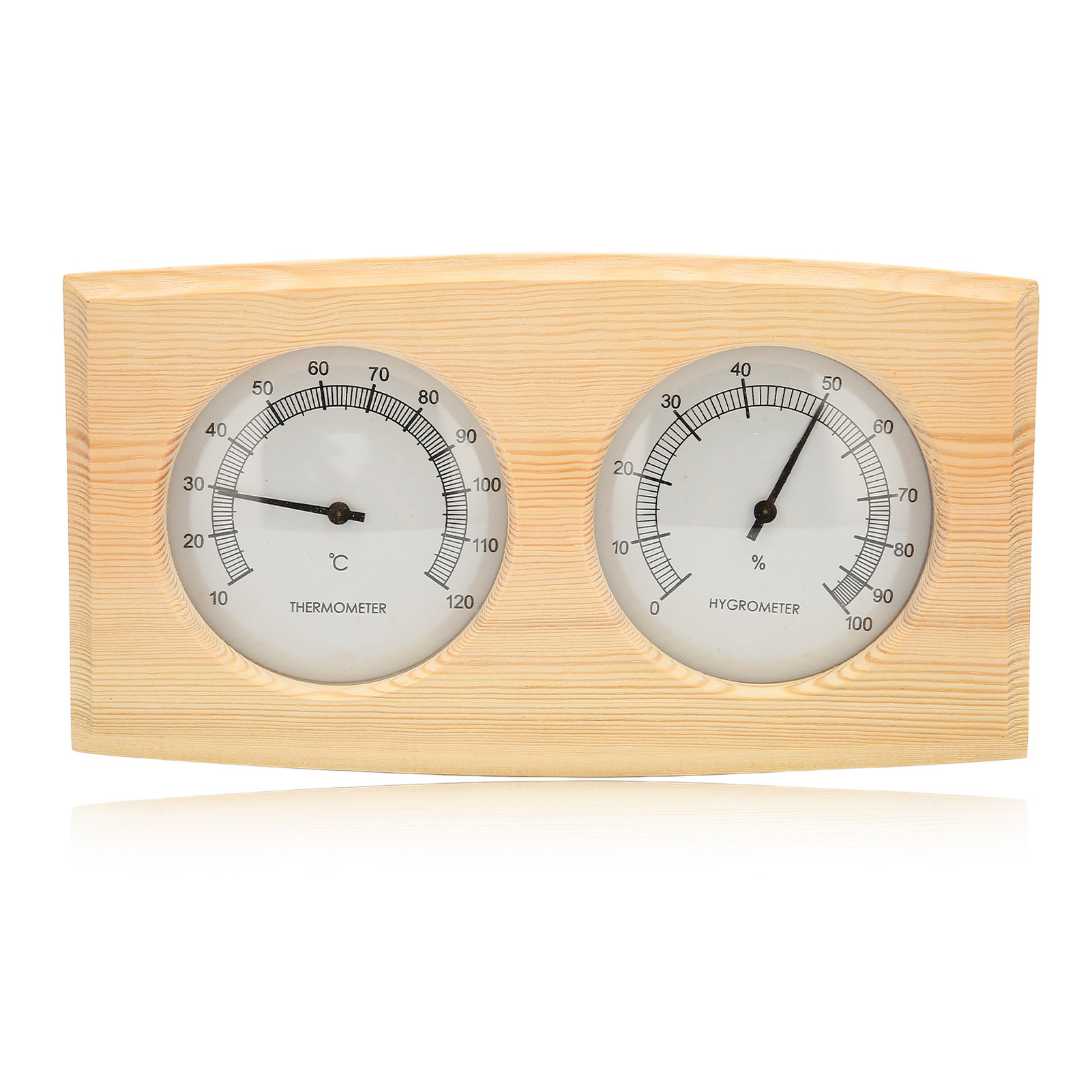 Holzthermometer-hygrometer Für Die Sauna Mit Zwei Zifferblättern Und Zeigern – Temperatur- Und Feuchtigkeitsmessung