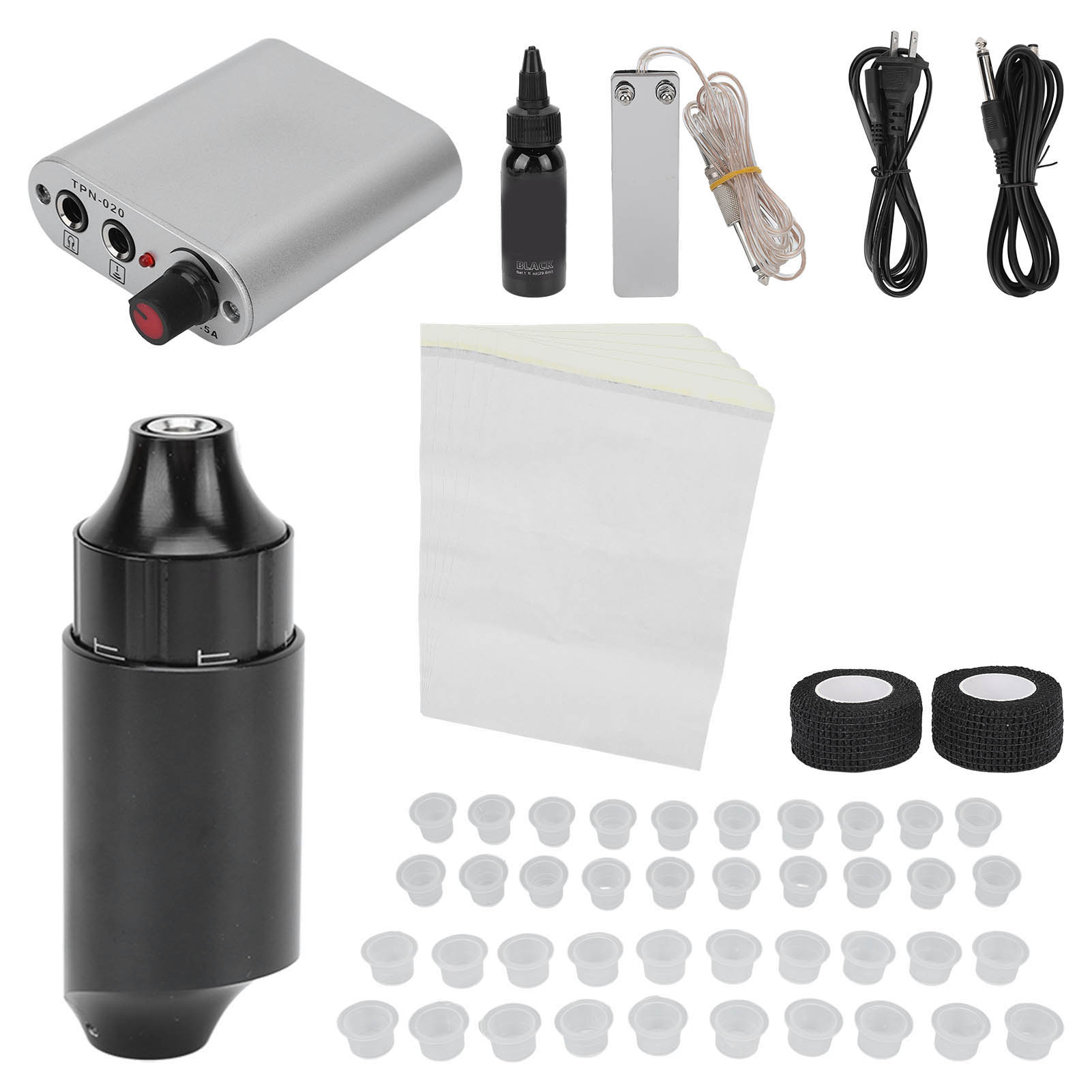Professionelle Rotary-tätowiermaschine Mit Netzteil, Fußpedal Und Kabeln – Komplettset (us-stecker, 90–265 V, Schwarz)