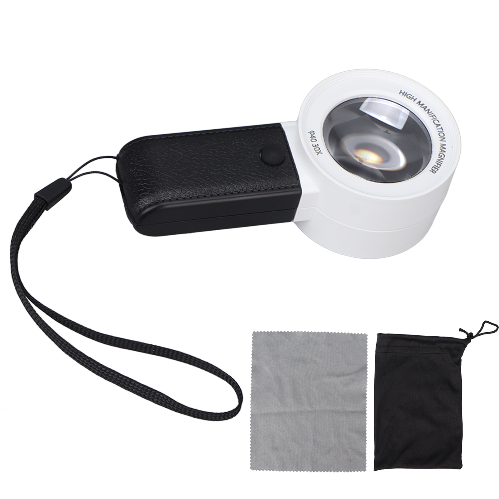 30-fache Beleuchtete Taschenlupe Mit 3 Leds Und Uv-licht – Multifunktional – Weiß