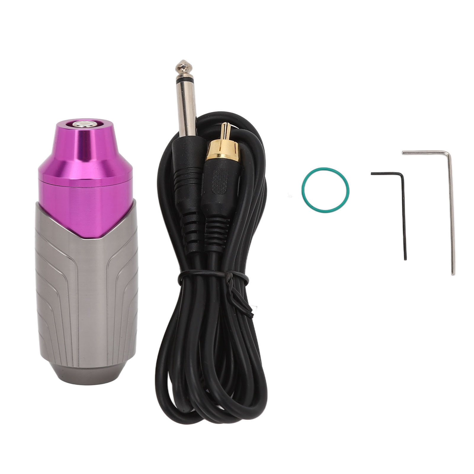 Professioneller Tattoo-stift Aus Aluminiumlegierung – Kartuschen-tattoo-maschine Mit Rca-kabelclip, Grau/lila