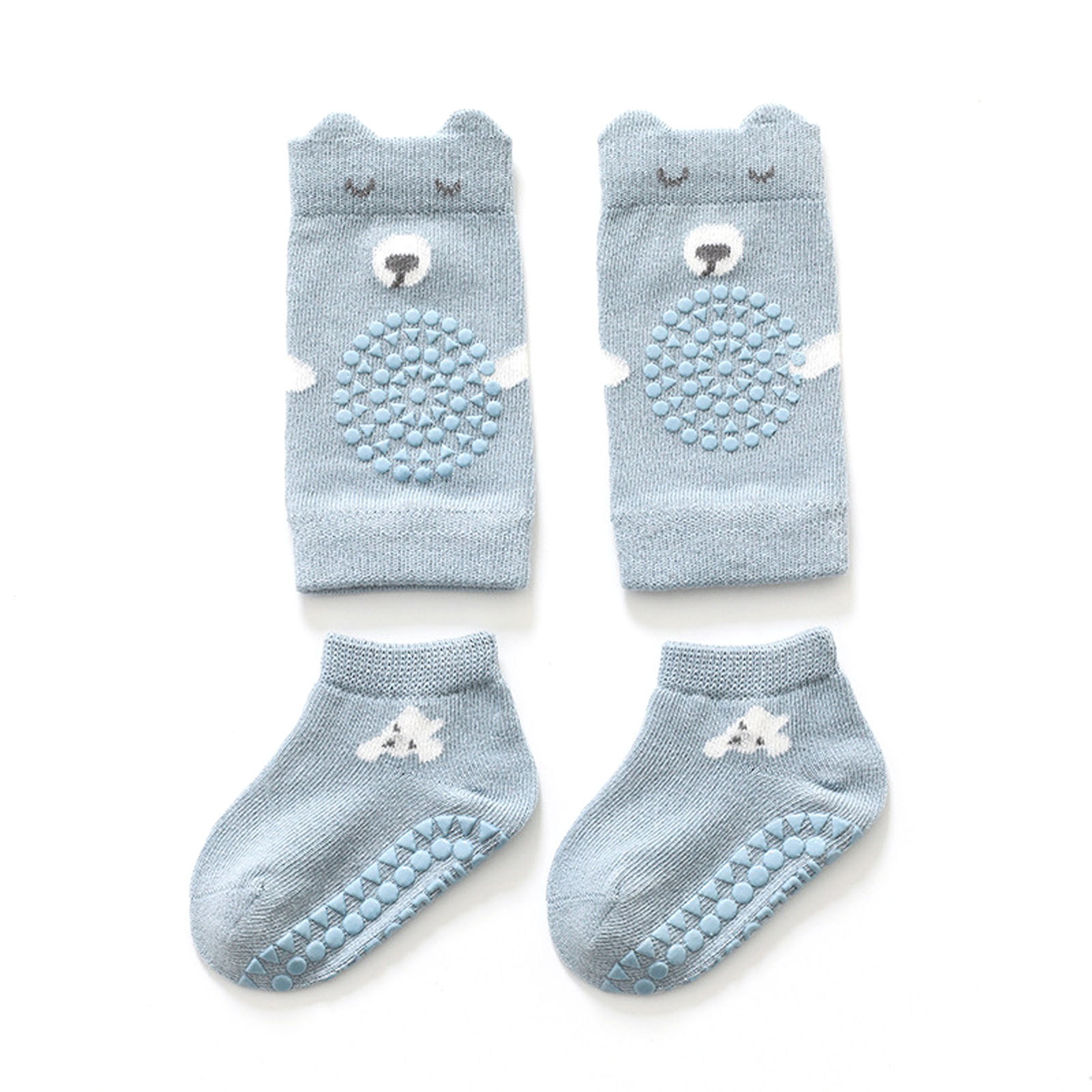 Baby-knieschoner Mit Anti-rutsch-funktion Und Weichen Baumwollsocken – Blau, Größe L (2–4 Jahre)