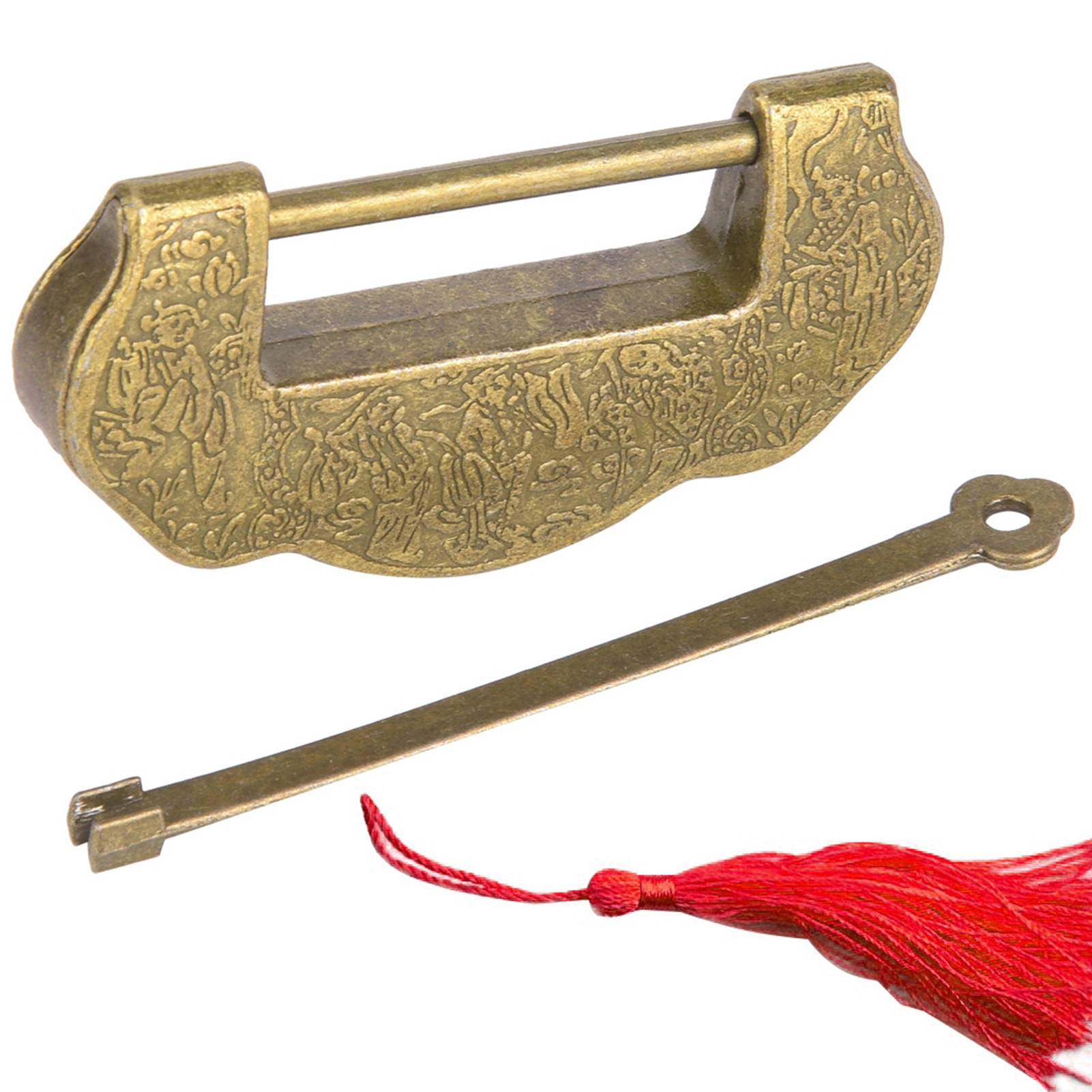 Antikes Türschloss Im Ming-qing-stil Aus Zinklegierung Mit Bronzequaste, Retro-möbelschloss