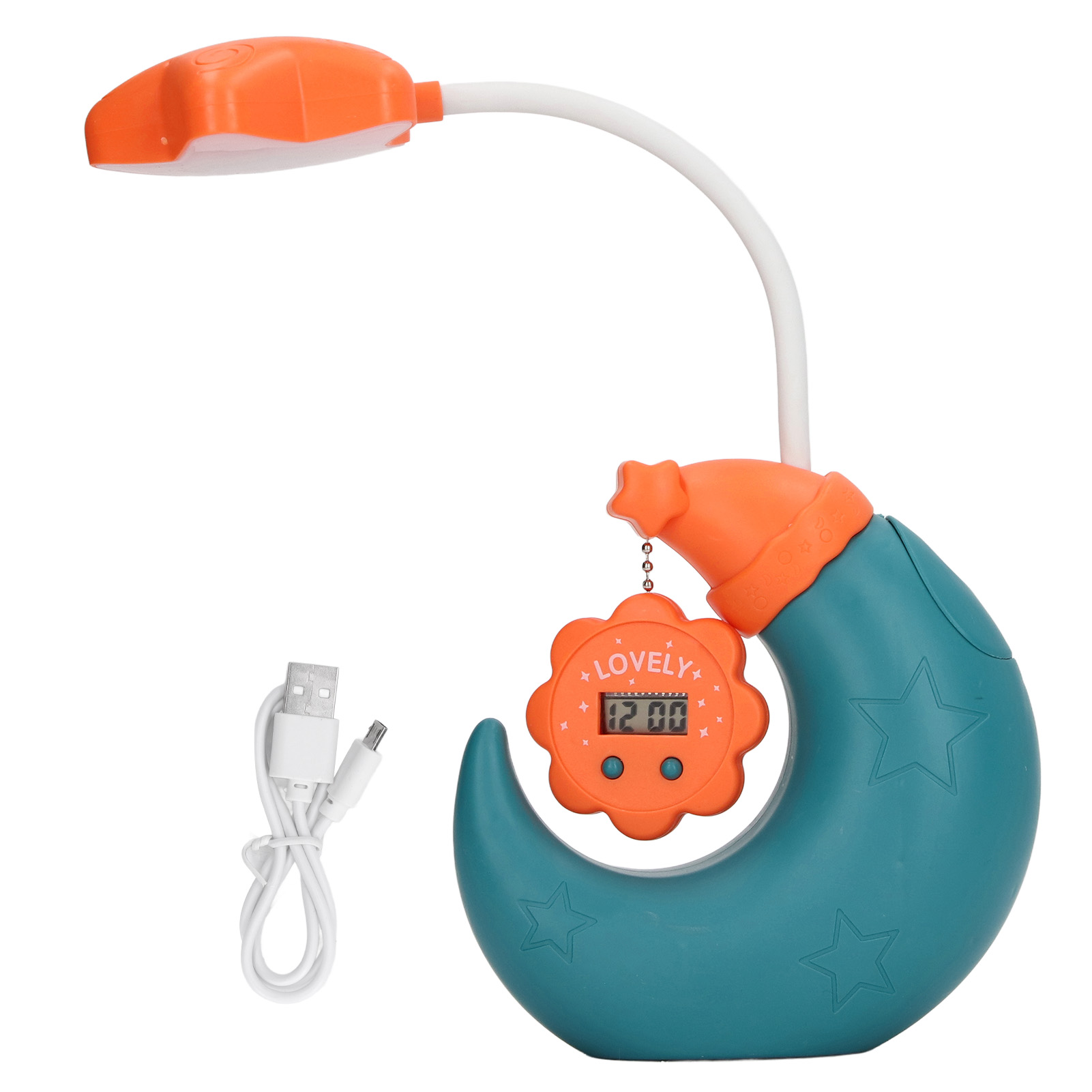 Schreibtischlampe Mit Stifthalter, Elektronischer Uhr, Spiegel Und Usb-ladegerät – Verspieltes Design Für Kinder, Grün