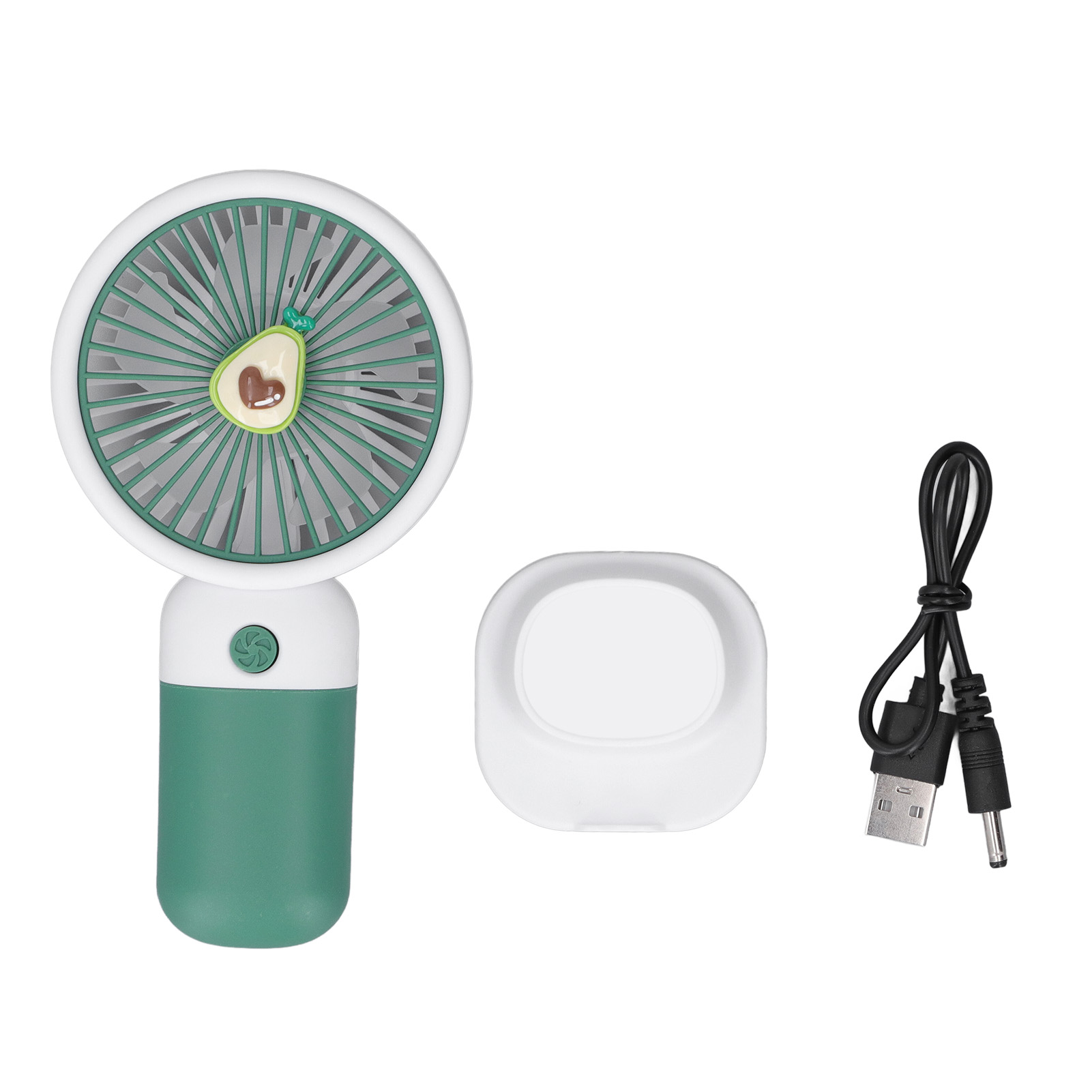 Tragbarer, Wiederaufladbarer Usb-taschenventilator – Grünes Avocado-design Für Reisen Und Transport