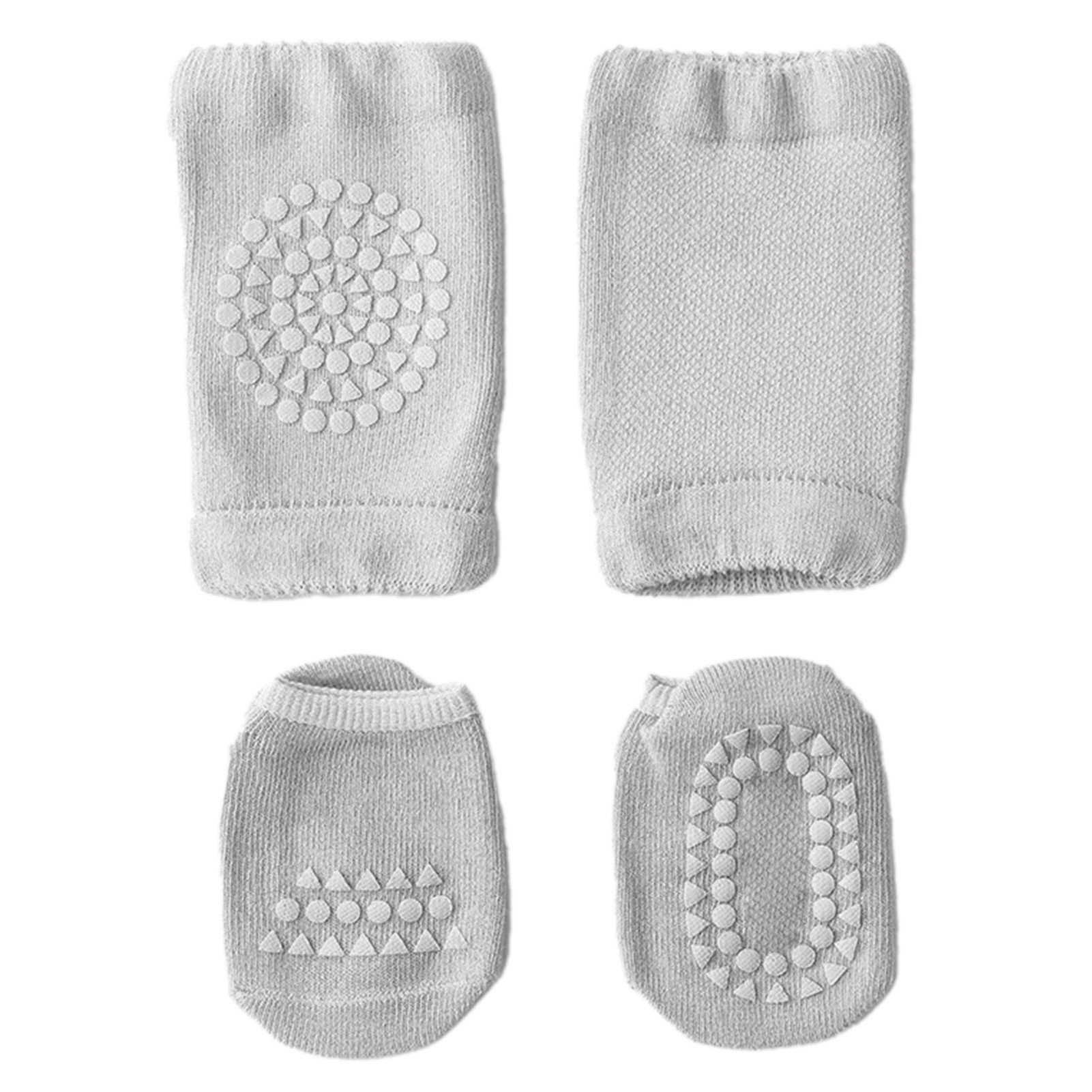 Baby-knieschoner Mit Rutschfesten Socken - Hellgrau, Größe S (0-12 Monate)