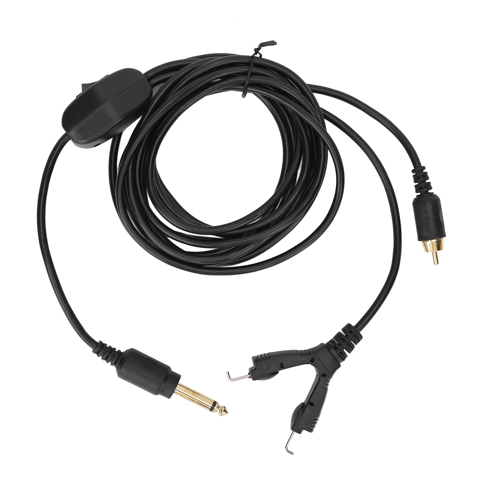 Rca-anschlusskabel Für Tattoomaschinen, 2 Meter, 6,35-mm-stecker Mit Haken, 2-adriges Kabel Für Tattoo-ausrüstung