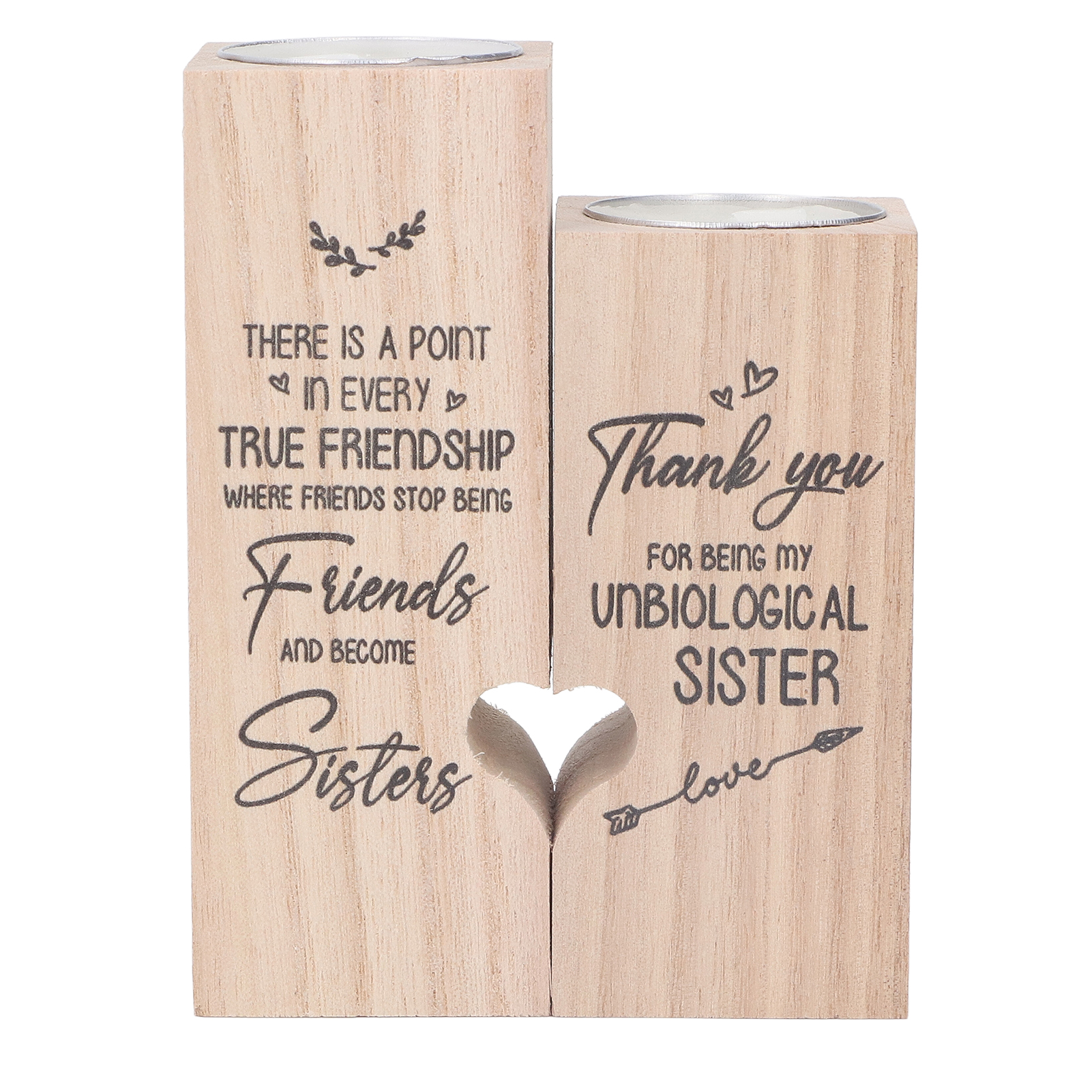 2-teiliger Kerzenhalter Aus Holz In Herzform Mit Handgraviertem Design, Kerzenhalter Für Die Heimdekoration A03