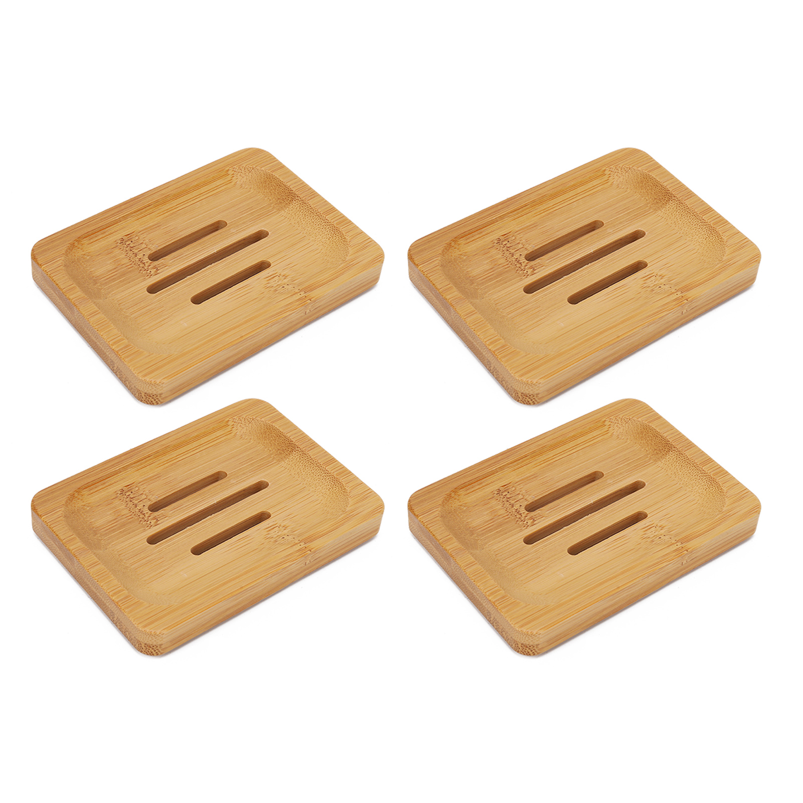 4-teiliges Seifenschalen-set Aus Bambus, Wasserabweisend, Elegant Und Robust Für Badezimmer, Zuhause Oder Schönheitssalon