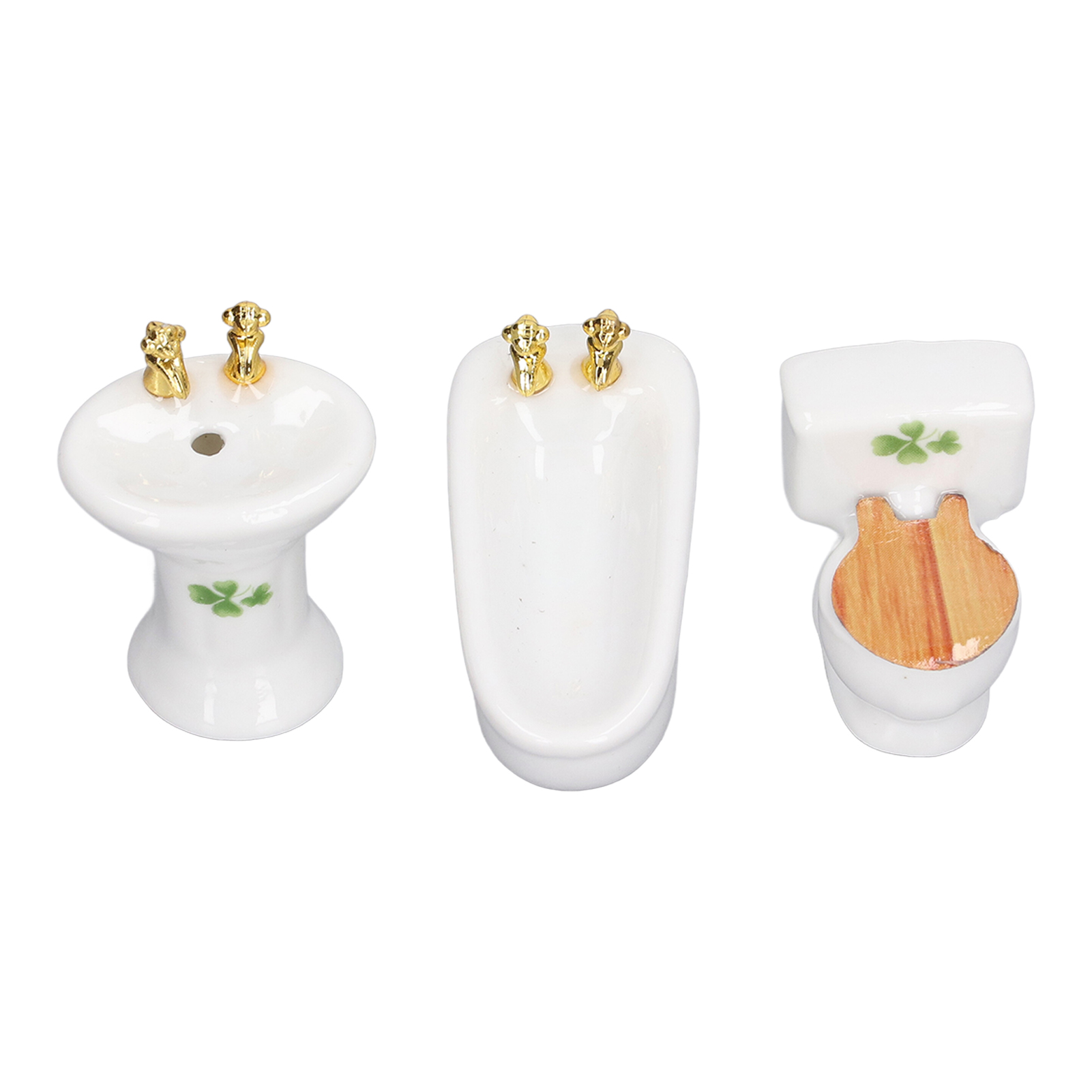 Miniatur-badezimmer-set Aus Keramik, 3-teilig: Badewanne, Toilette, Waschbecken, Maßstab 1:24, Puppenhaus, Grasmuster