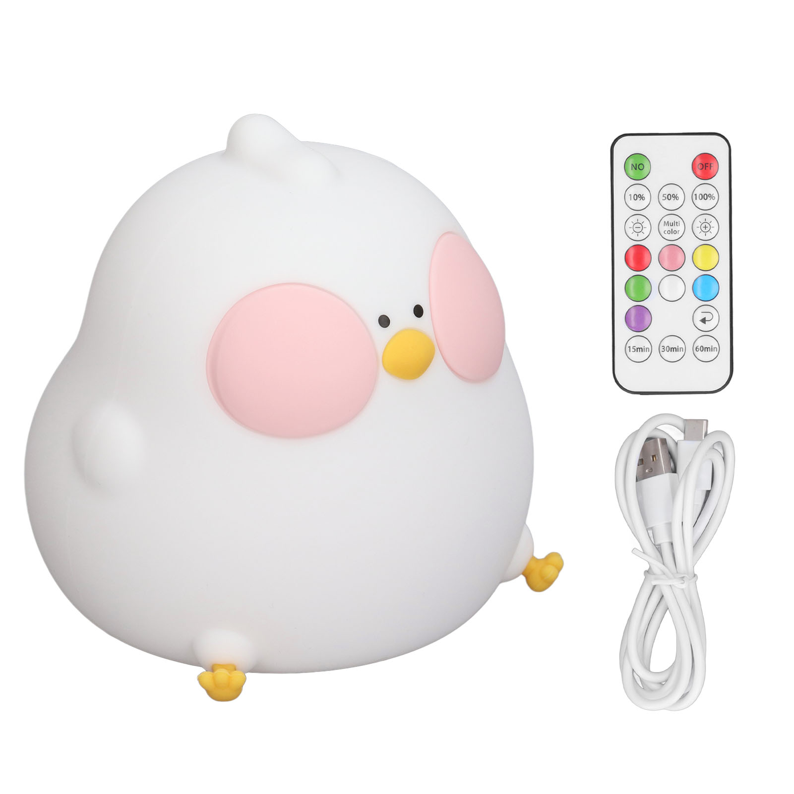 Silikon-hühnchen-nachtlicht Mit Rgb-led Und 7 Farben, Niedliches Kinder-nachtlicht Mit Fernbedienung Und Berührungssensor