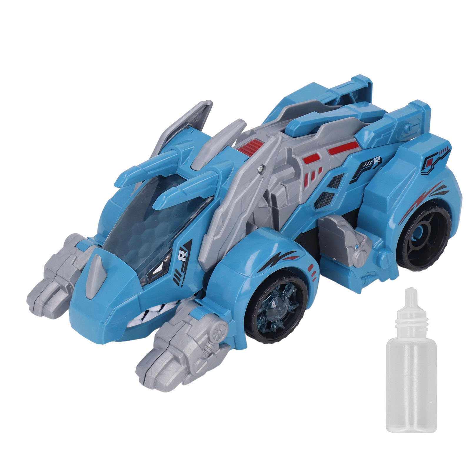 2-in-1 Elektrisches Dinosaurier-auto Für Kinder Mit Led-lichtern, Musik Und Sprühnebel - Blaue Transformation