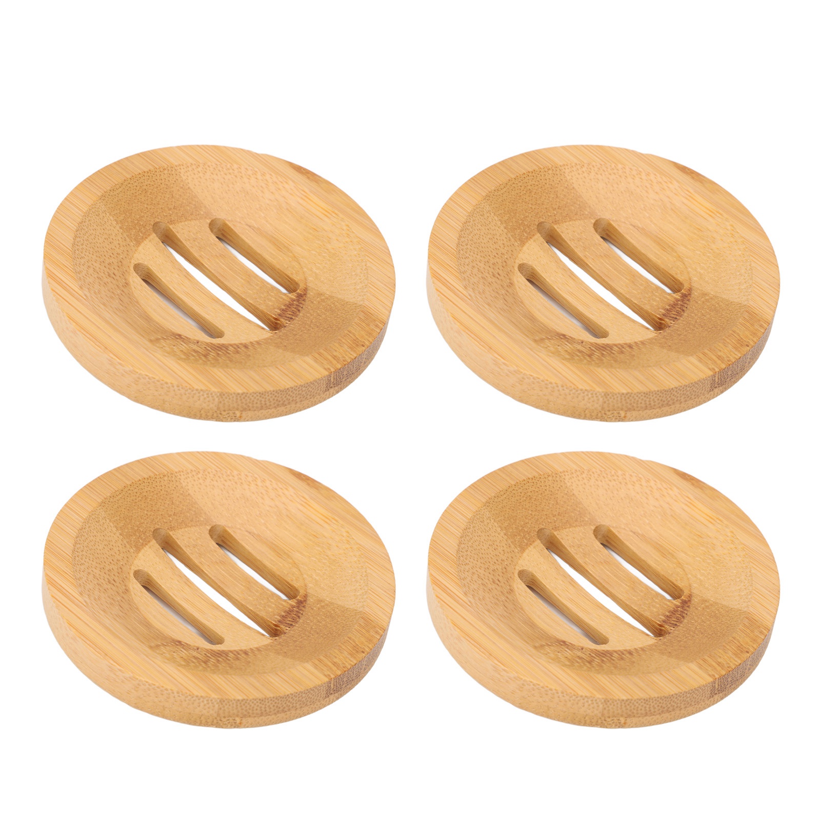 4-teiliges Seifenschalen-set Aus Bambus Mit Schnellem Wasserablauf, Leicht Zu Reinigen, Für Bad Und Küche, 8 Cm Durchmesser