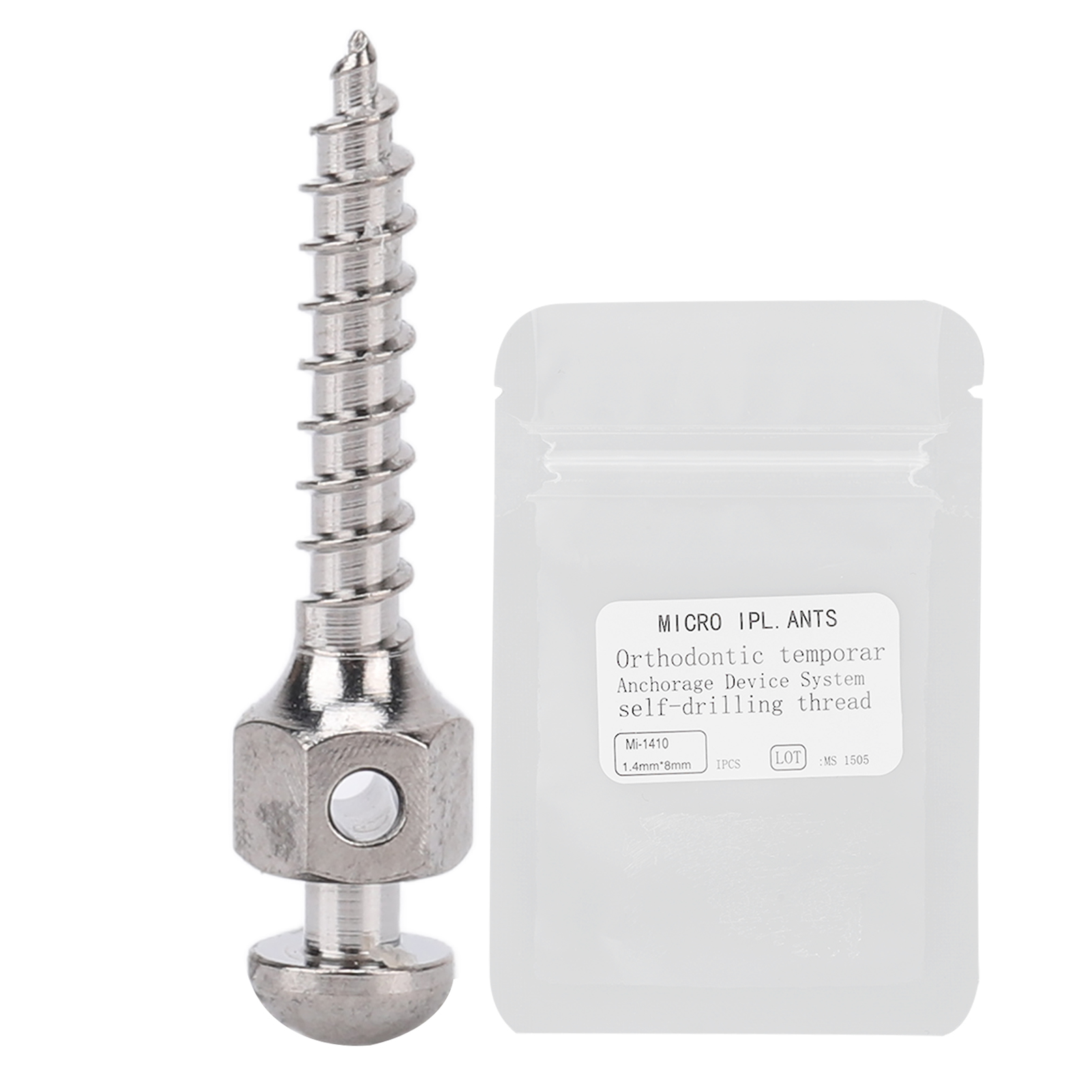 Selbstbohrende Kieferorthopädische Ankerschraube Aus Edelstahl, 1,4 X 8 Mm, Für Dentale Mikroimplantate