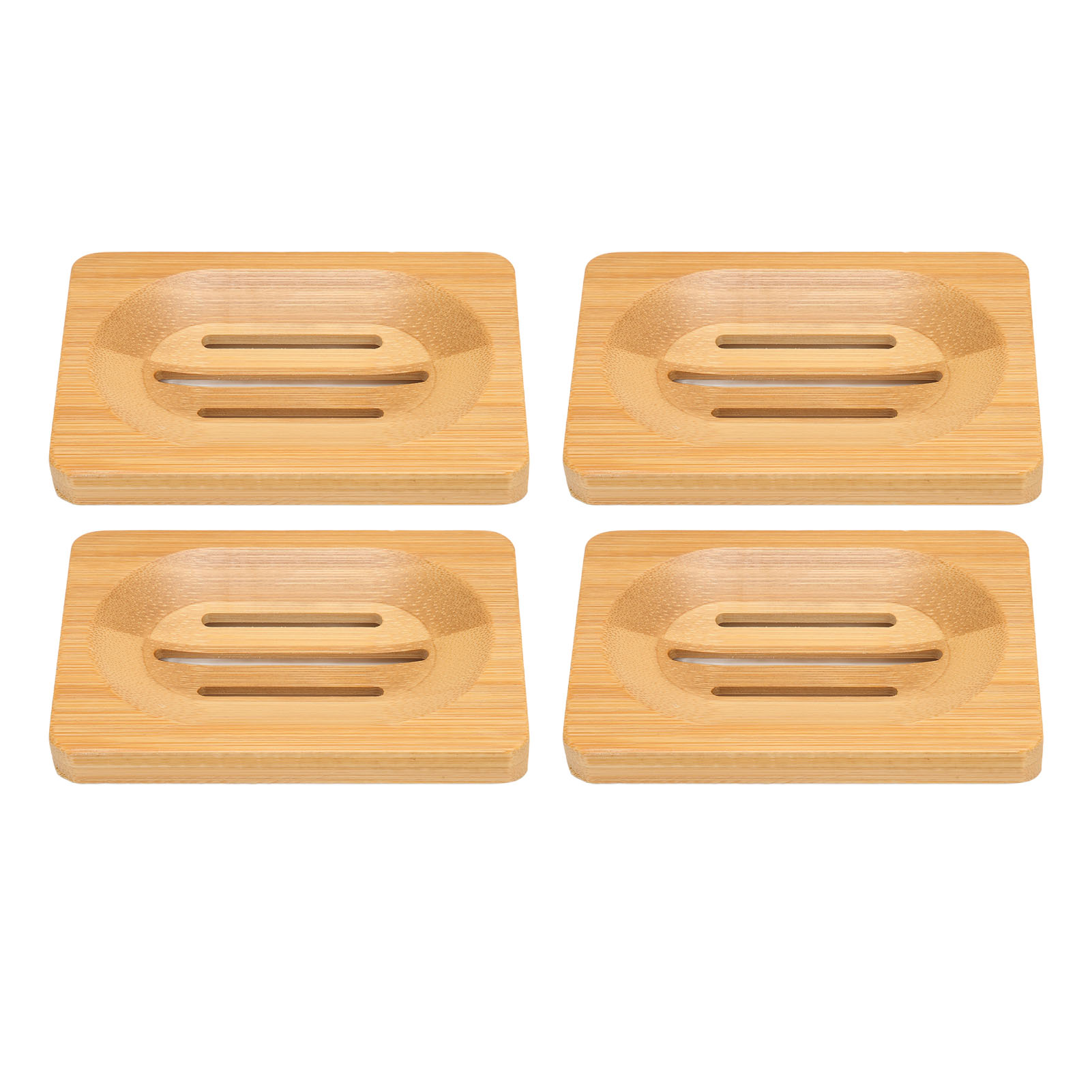 Elegantes 4-teiliges Seifenschalen-set Aus Bambus Mit Abtropffläche, Für Badezimmer, Zuhause, Hotel, Dekoratives Accessoire