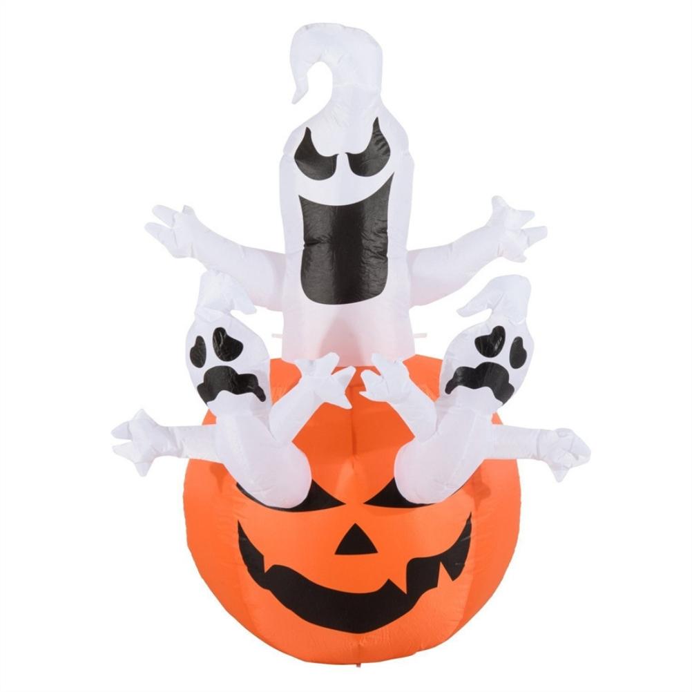 Aufblasbarer Halloween-geist Auf Einem Kürbis Mit Leds Für Die Innen- Und Außendekoration