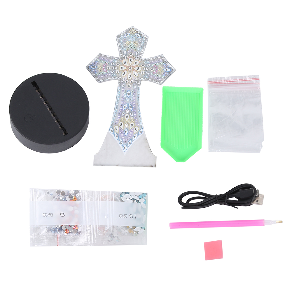 Diy-diamantmalerei-led-lampe, 7 Farben – Heimdekoration, Stickerei-nachtlicht Dp03