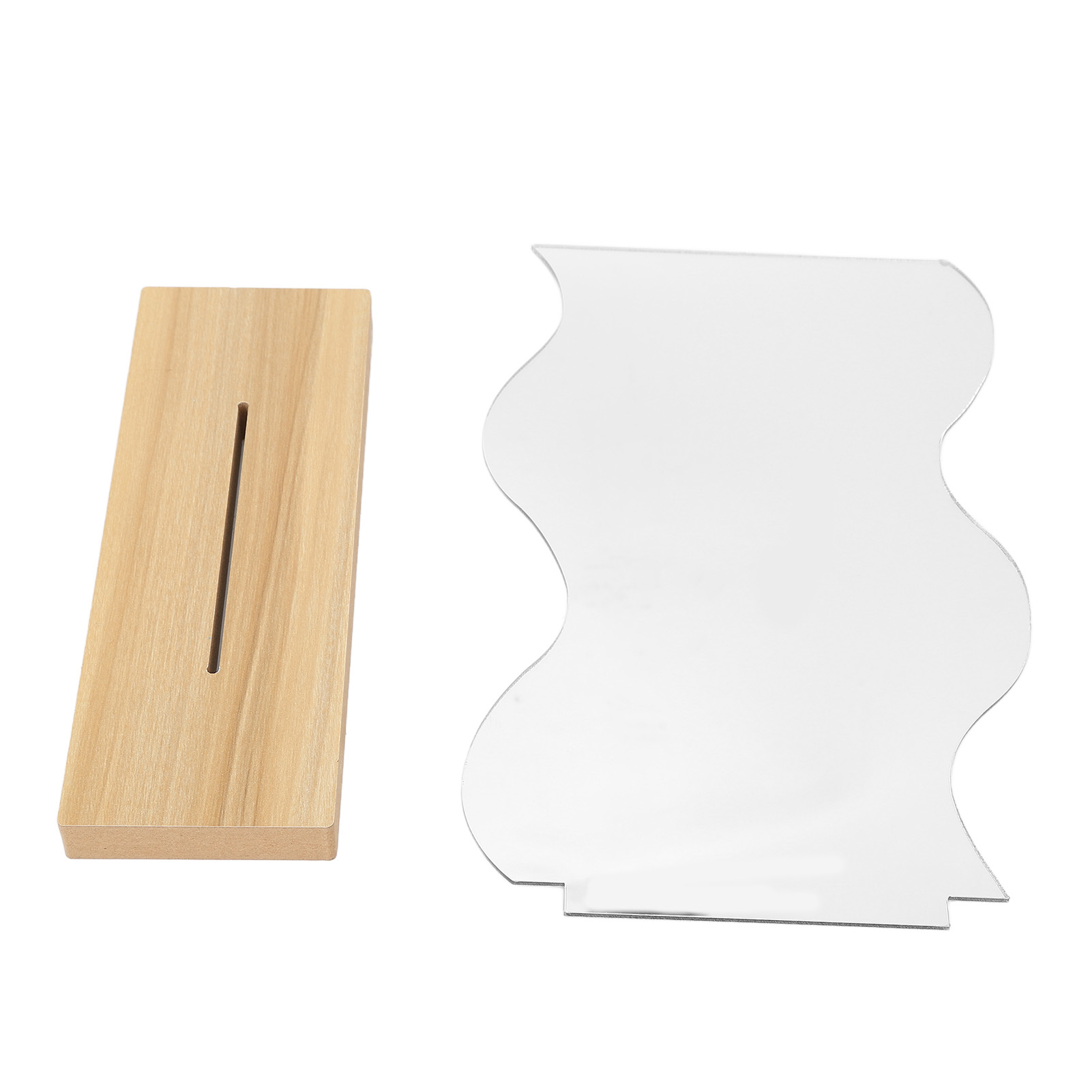Tragbarer Acryl-schminkspiegel Mit Holzsockel, Unregelmäßigem, Ästhetischem Design Und Geringem Gewicht Für Den Schreibtisch