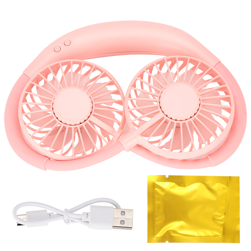 Wiederaufladbarer Usb-nackenventilator, 3 Geschwindigkeitsstufen, Tragbar Für Sport, Mini Mit Led-beleuchtung