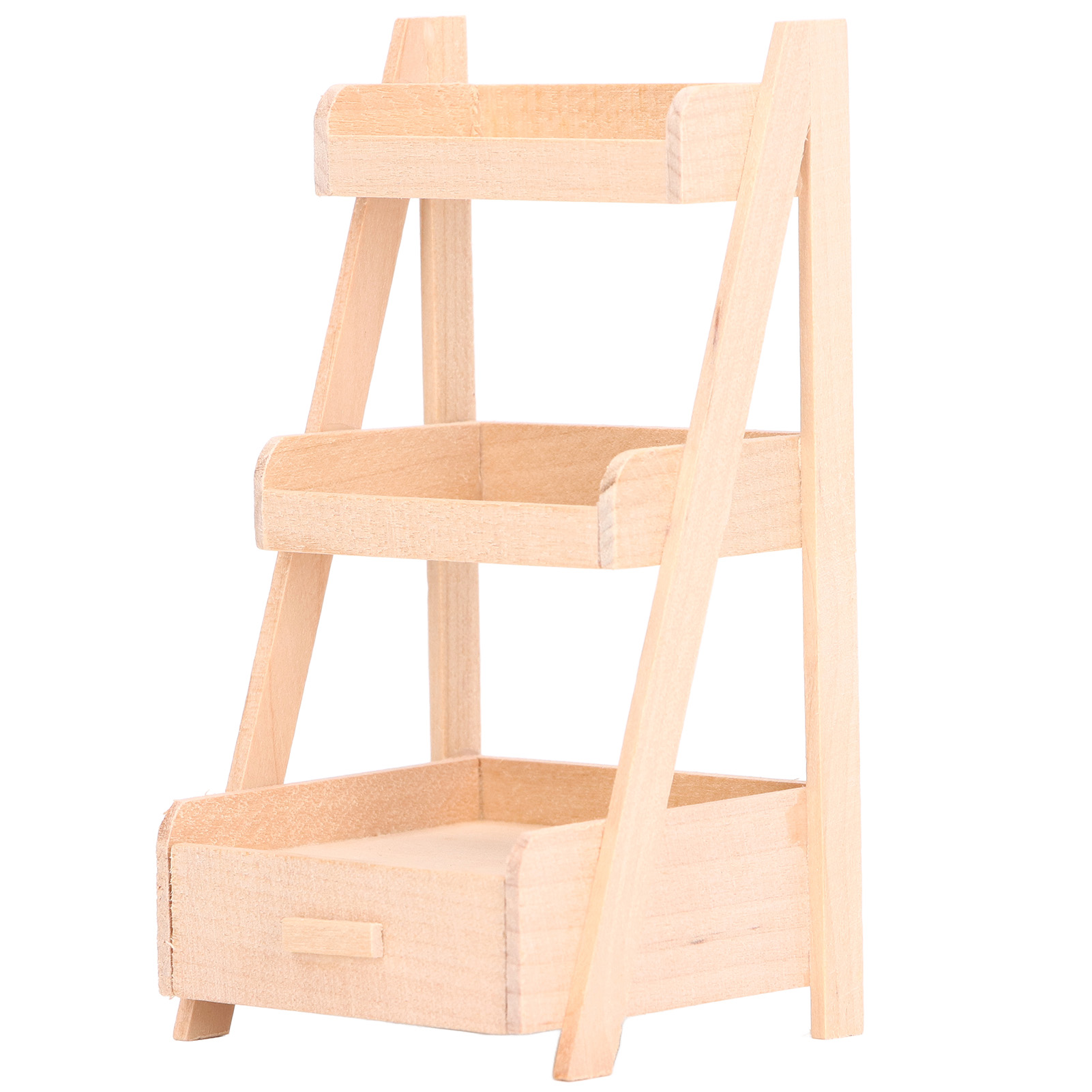 Miniatur-pflanzenständer Aus Holz Im Maßstab 1:12 Für Puppenhäuser, Elegantes Dreistöckiges Design Für Realistische Dekorationen.