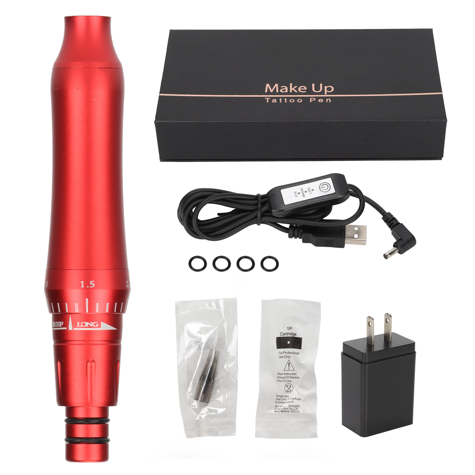 Professionelles Microblading-gerät Aus Aluminiumlegierung Für Augenbrauen, Lidstrich Und Lippen – 110–240 V Mit Rotem Us-stecker
