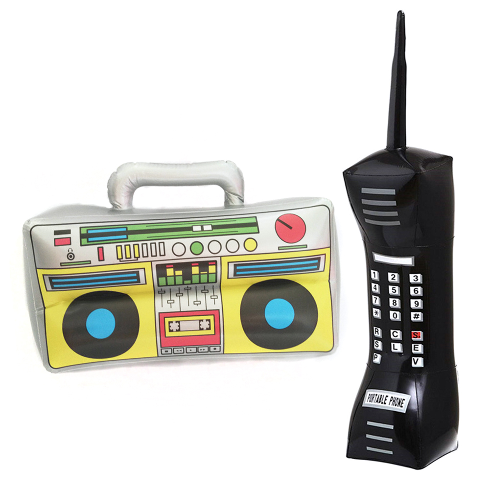 2-teiliges Aufblasbares Radio-lautsprecher-set, Tragbarer Lautsprecher Für Retro-partys Der 80er Und 90er Jahre, Aufblasbares Deko-telefon-accessoire