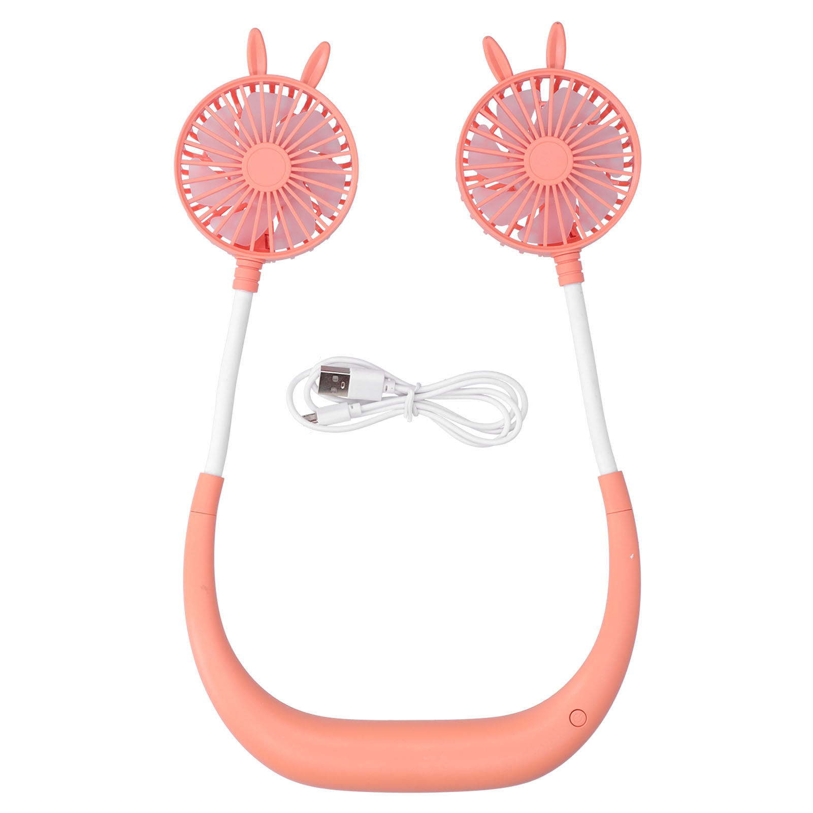 Usb-wiederaufladbarer Nackenventilator, Tragbarer Ventilator Für Outdoor-aktivitäten, Reisen, Büro Und Fitnessstudio – Orange