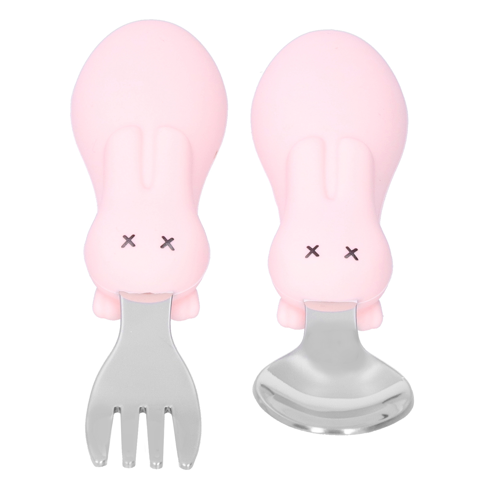 Babybesteck-set Aus Edelstahl (löffel Und Gabel) – Kinderbesteck, Rosa