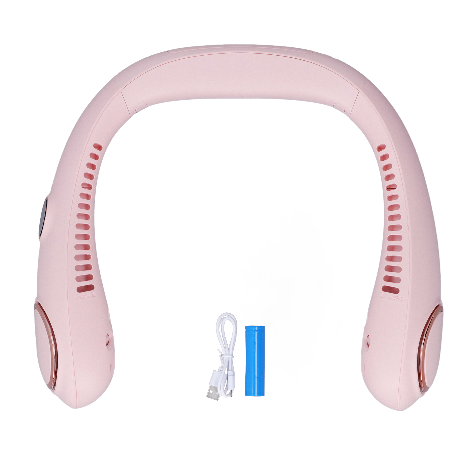 Tragbarer, Klingenloser Nackenventilator, 3 Geschwindigkeitsstufen, Led-anzeige, 360°-luftstrom, 2000-mah-akku, Pink