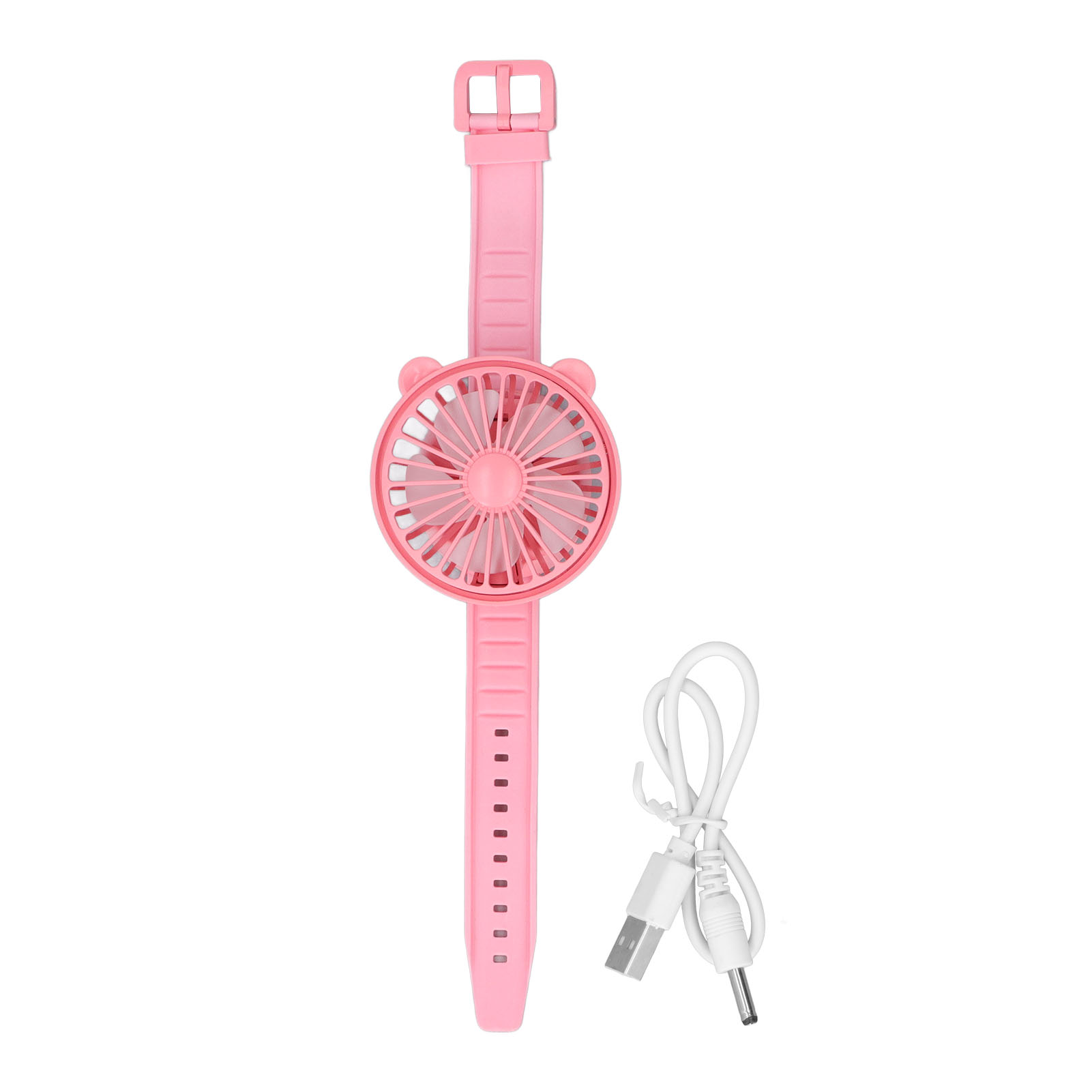 Usb-armbanduhr Mit Bärenohren, Tragbar Und Niedlich, Cartoon-armbandventilator, Rot
