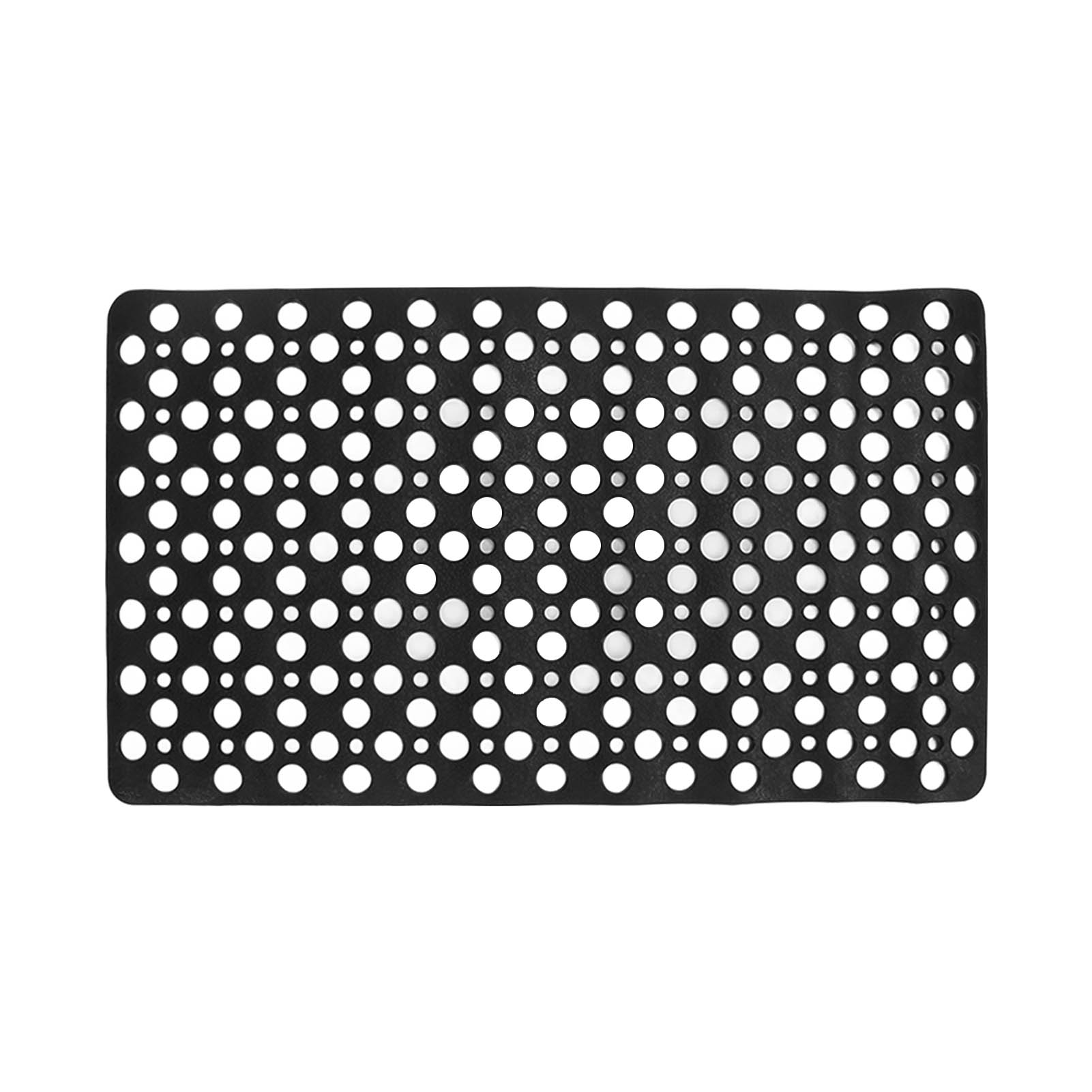 Schwarze, Rutschfeste Duschmatte Aus Tpe Mit Abflusslöchern Für Badezimmer, Spa Oder Heim-fitnessstudio, 74 X 41 Cm