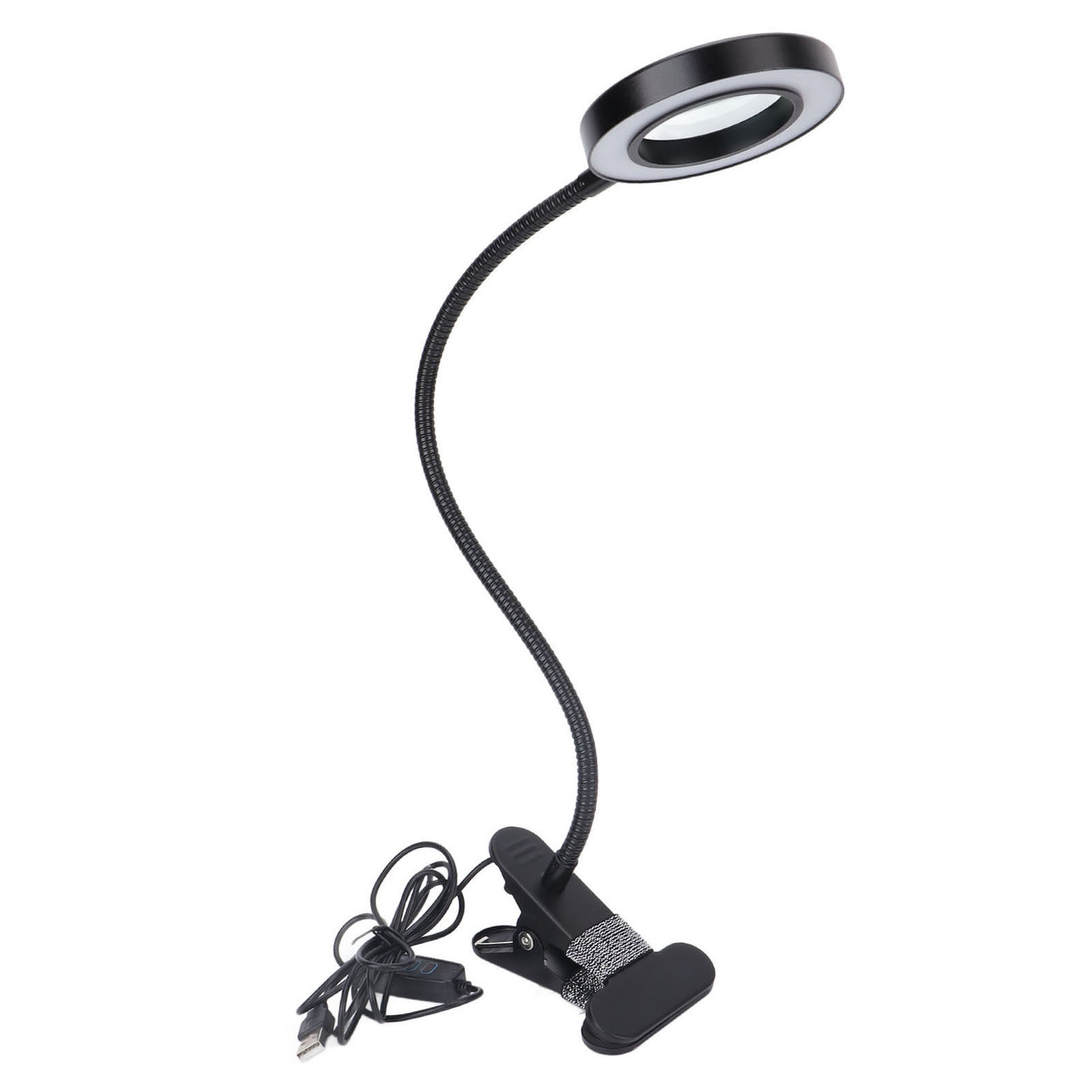 Usb-led-schreibtischlampe Mit Lupe, 3 Farbtemperaturen Und 10 Helligkeitsstufen – Schwarz