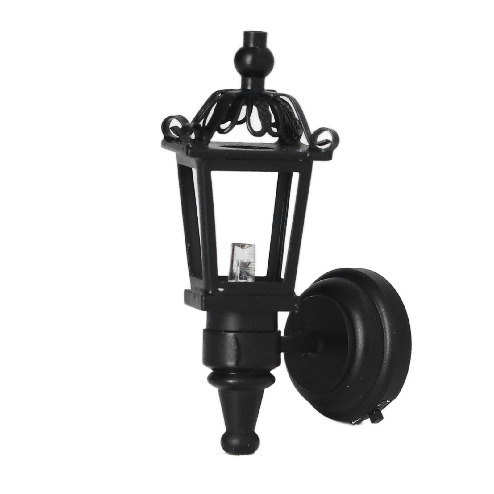 Miniatur-led-wandlampe 1:12 Für Puppenhäuser, Schwarzes Metall, Diy-dekoration.