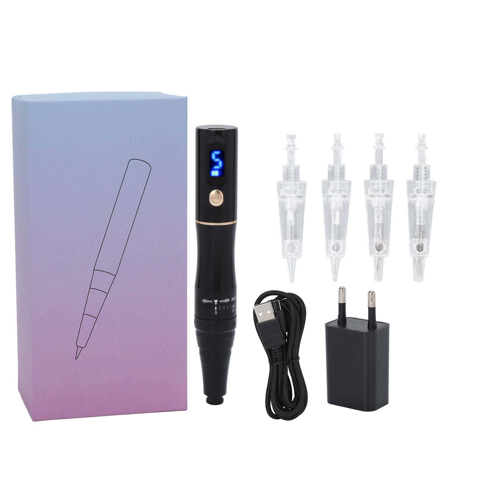 Tragbares, Wiederaufladbares Microblading-gerät Für Augenbrauen, Lippen Und Lidstrich, Schwarzer Tattoo-stift, 100–240 V Eu-stecker