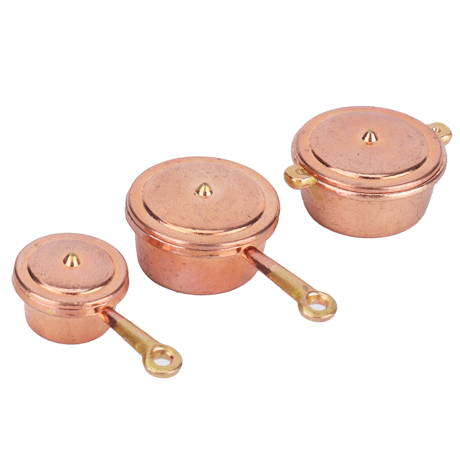 Miniatur-kochgeschirrset Im Maßstab 1:12 Für Puppenhäuser, Nachgebildete Pfanne Und Topf, Goldenes Küchenaccessoire