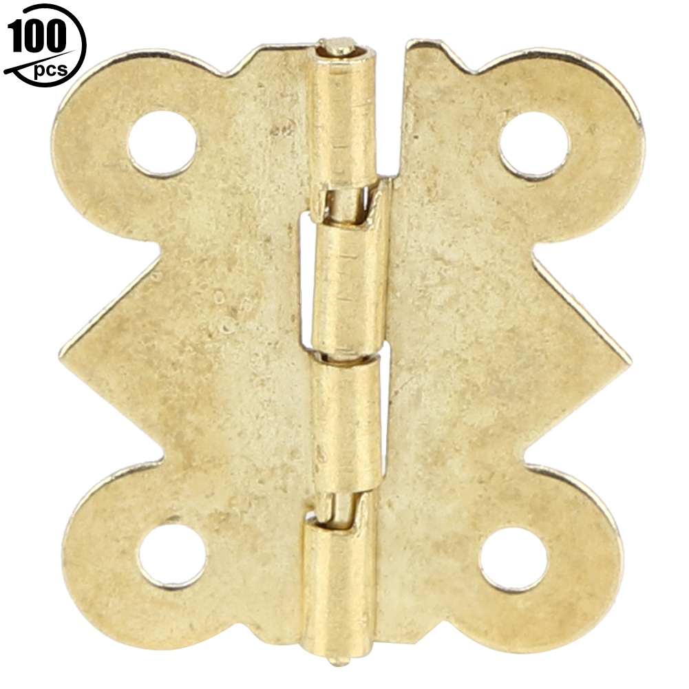 100 Stück Retro-scharniere Für Schmuckkästchen, Dekorative Metallschlösser, 90-grad-möbelriegel Aus Goldfarbenem Messing