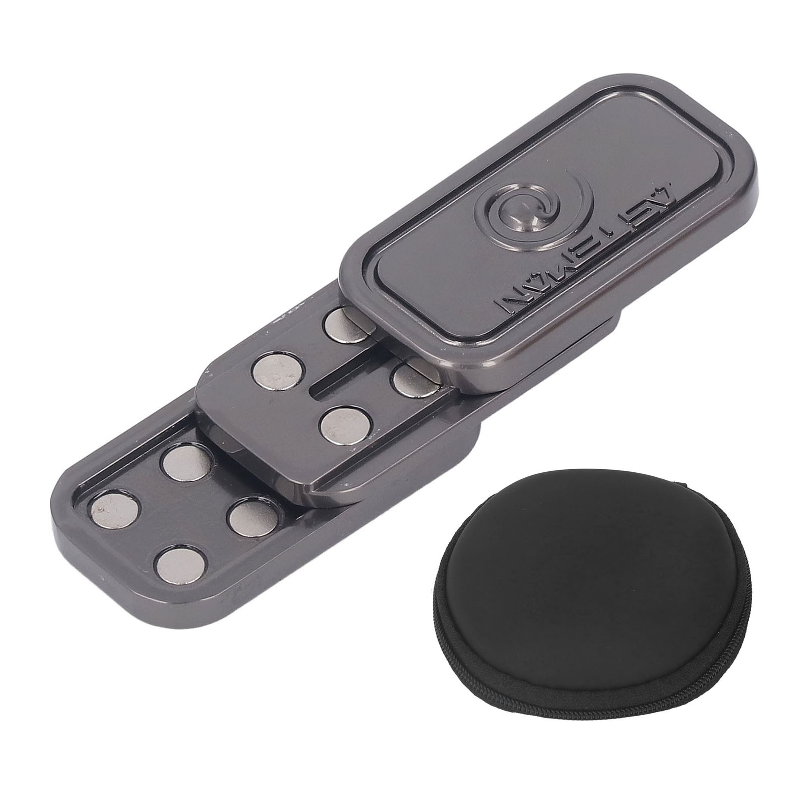 Magnetischer Anti-stress-schieber, 3-lagiges Metall Mit Knisternder, Drehbarer Oberfläche, Schwarz Und Silber - Sensorisches Spielzeug Für Erwachsene