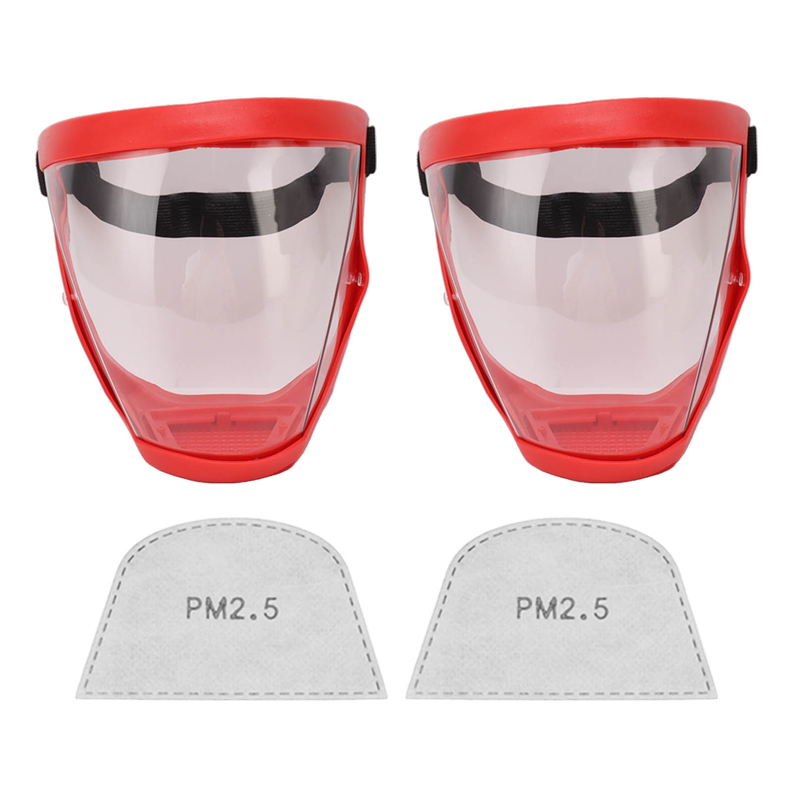 2er-packung Transparente Schutzmasken Für Erwachsene Mit Gummiband Und Filtern, Waschbar Und Wiederverwendbar, Rot Und Weiß
