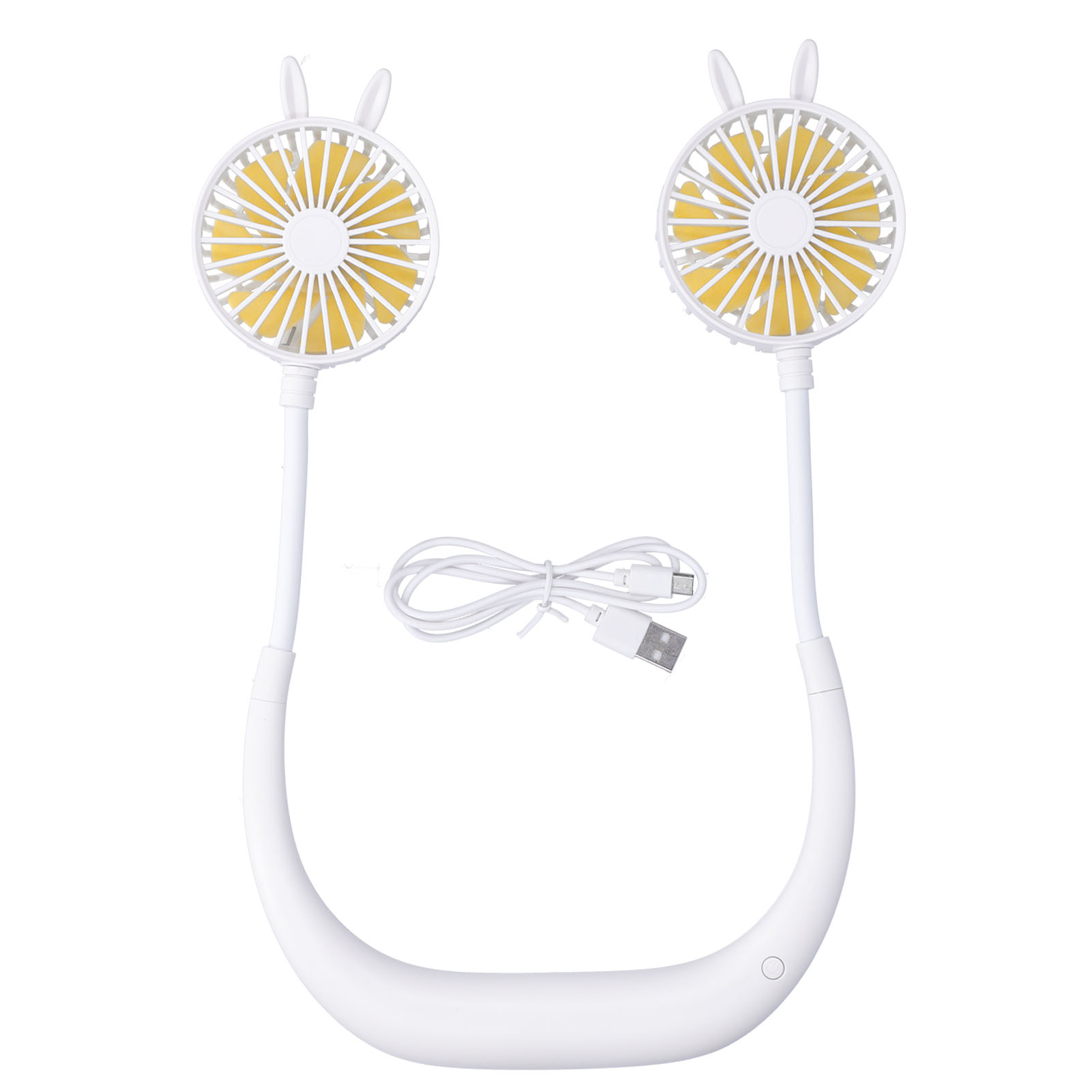 Usb-wiederaufladbarer Nackenventilator, Tragbarer Ventilator Für Outdoor-aktivitäten, Büro, Fitnessstudio – Weiß