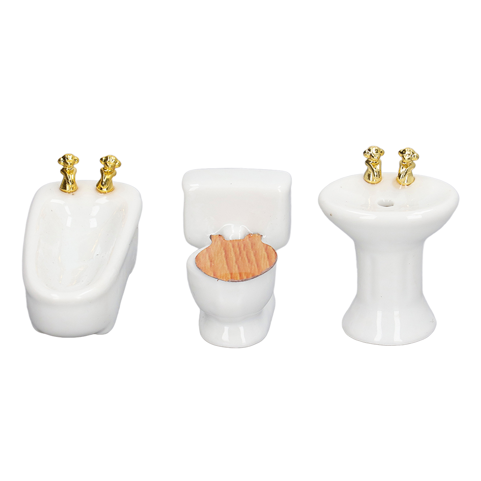 Miniatur-badezimmer-set, 3-teilig, Weiße Keramik, Maßstab 1:24, Badewanne, Toilette, Waschbecken, Simulation Für Puppenhäuser