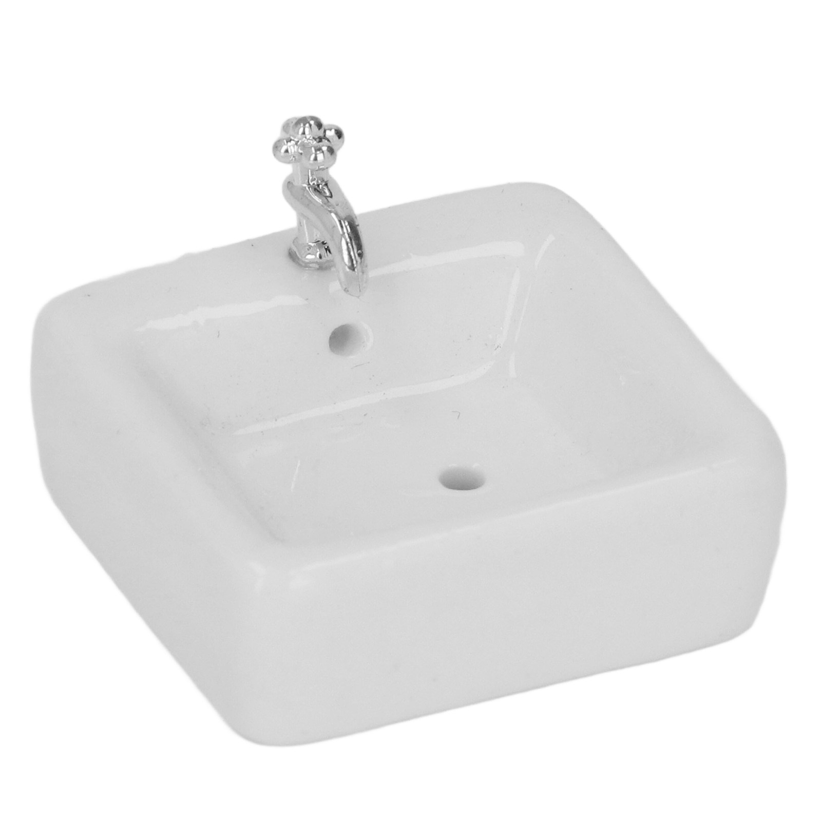 Miniatur-waschbecken Aus Weißer Keramik, Handgefertigt, Maßstab 1:12, Für Puppenhauszubehör, Runde Form.