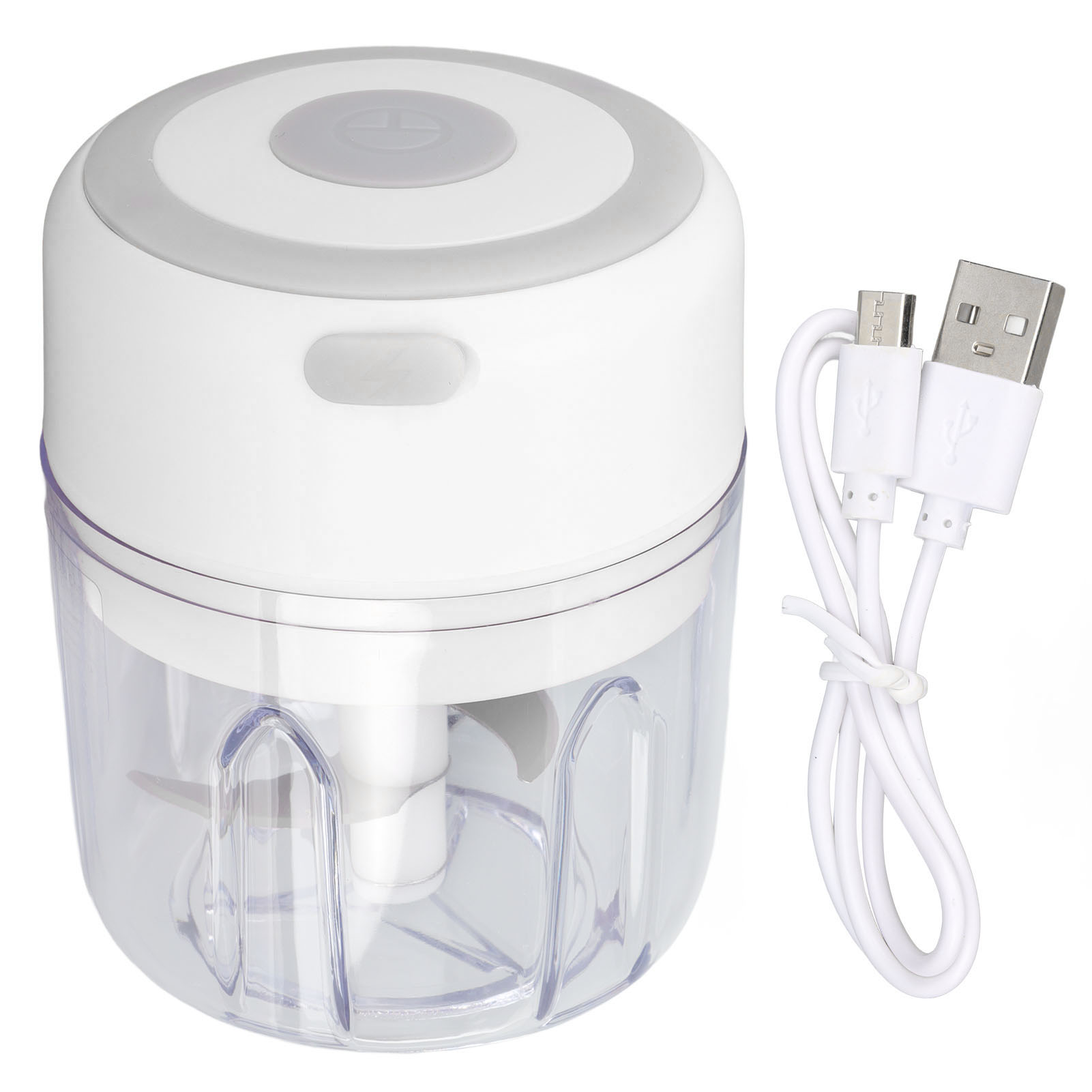 Elektrischer Mini-knoblauchschneider, 250 Ml, Leistungsstarker Motor Und Großes Fassungsvermögen, Edelstahl 304, Weiß