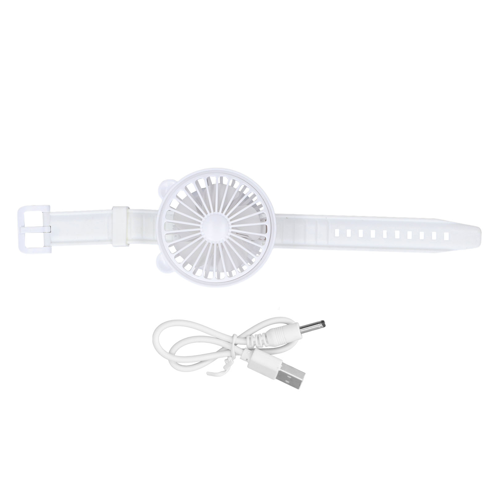 Usb-uhrenventilator Mit Niedlichen Bärenohren, Tragbar Und Kompakt, Cartoon-armband, Weißer Uhrenventilator