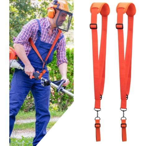 Harnais Pour Débroussailleuse – Harnais Monocéphale Avec Ceinture En Nylon Durable Et Réglable Pour Débroussailleuses Stihl Fs Et Tondeuses À Bordures Série Km (2 Pièces, 2 Sangles Orange)