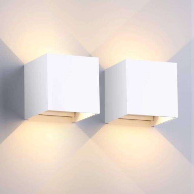 Stück Warmweiße Led-wandleuchten, 12 W, Wasserdicht (ip54), Mit Einstellbarem Abstrahlwinkel, Für Den Innen- Und Außenbereich, Weiß