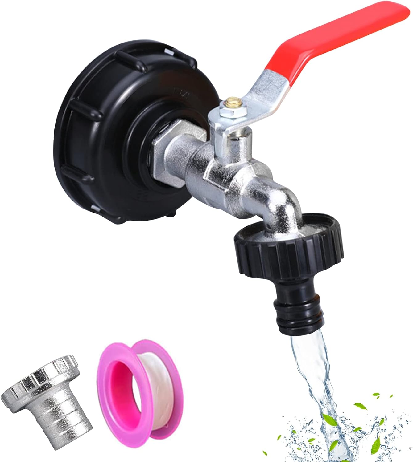 1000-liter-tankhahn Mit Schlauchadapter, S60x6 Ibc-hahnanschluss, Gartenhahn Für Regenwassersammeltank (3/4"-kunststoffadapter)