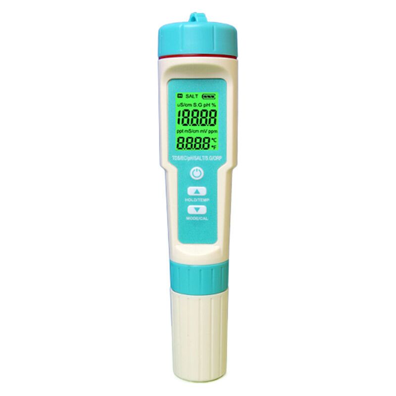 Royaluxe -test D'Eau 7 En 1, Multifonction Ph Tds Ec Orp Salinity Sg Thermometer Pen Ip67 Atc Pour L'Hydroponie, Les Aquariums, L'Eau De Mer Et L'Eau Potable