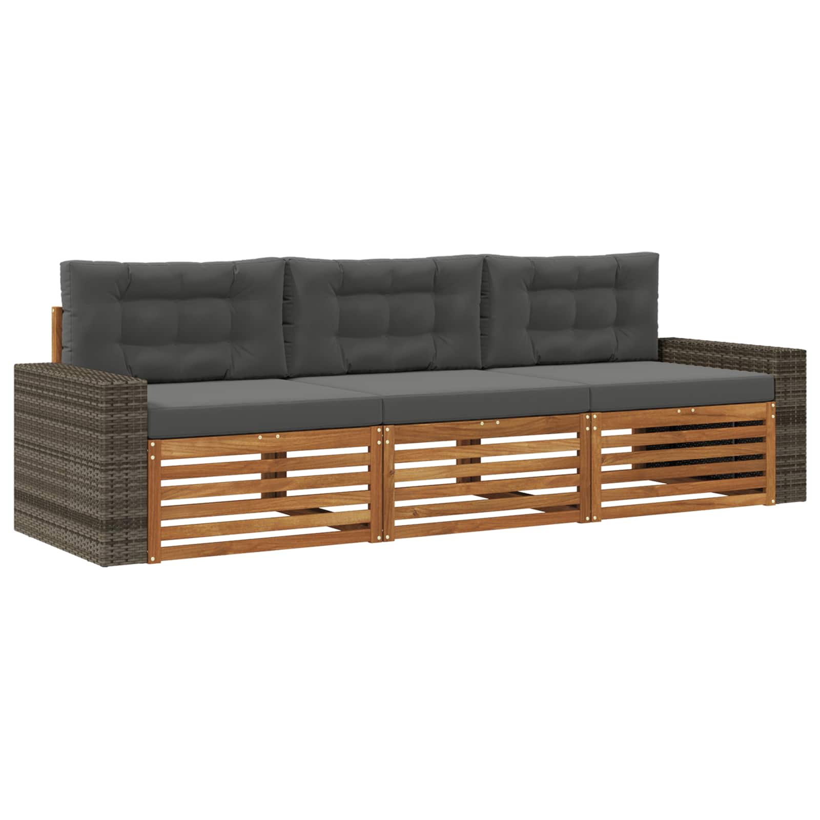 Outdoor-sofagarnitur 3 Stk. Natur Und Anthrazit Polyester Vidaxl