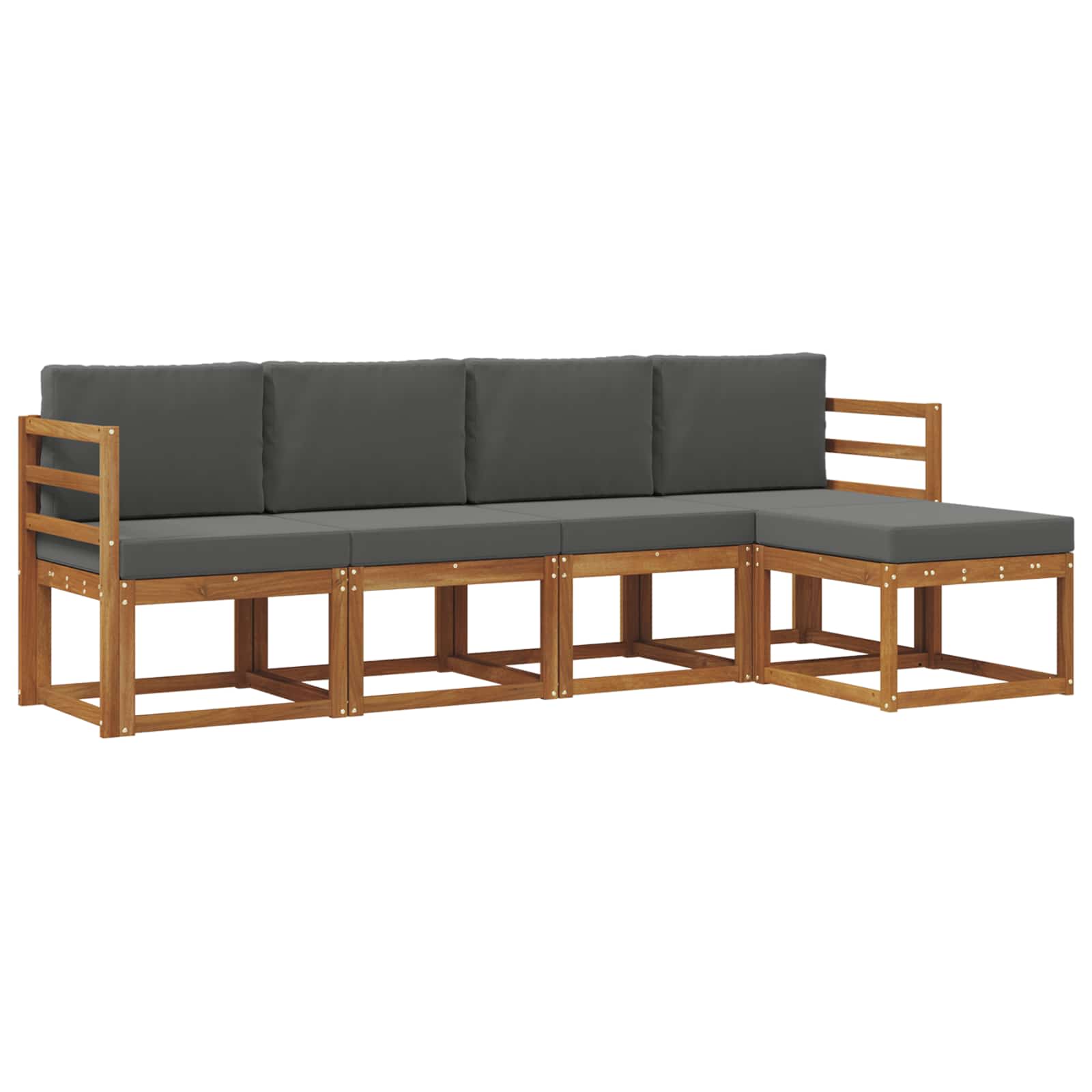 Outdoor-sofagarnitur 5 Stk. Natur Und Anthrazit Vidaxl